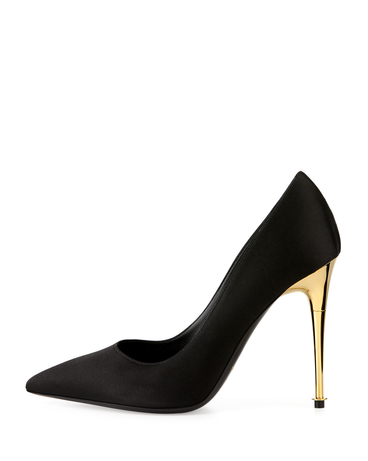 Satin 105mm Pin-Heel Pump, Black