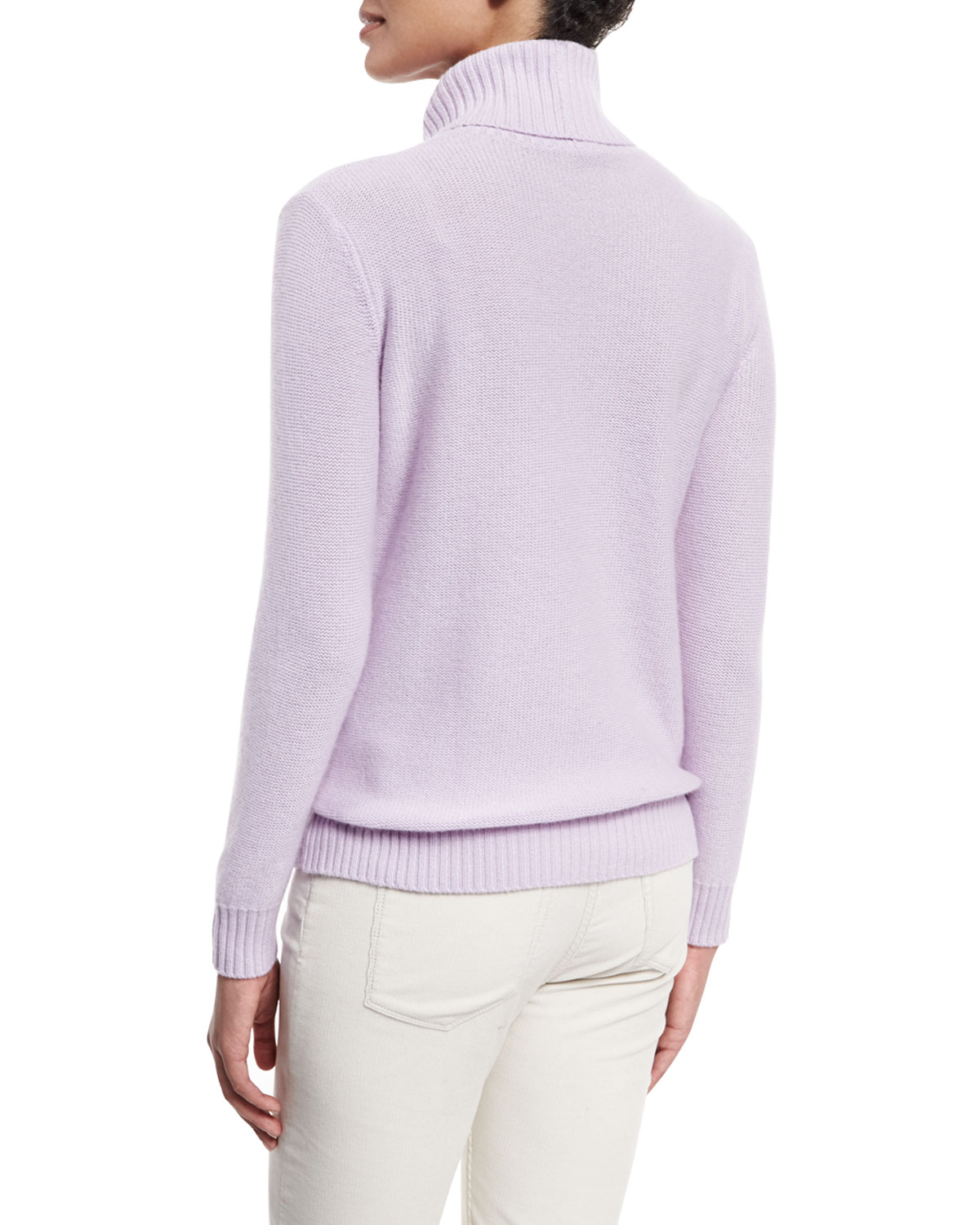 Long-Sleeve Turtleneck Cashmere Sweater, Lilac Blossom