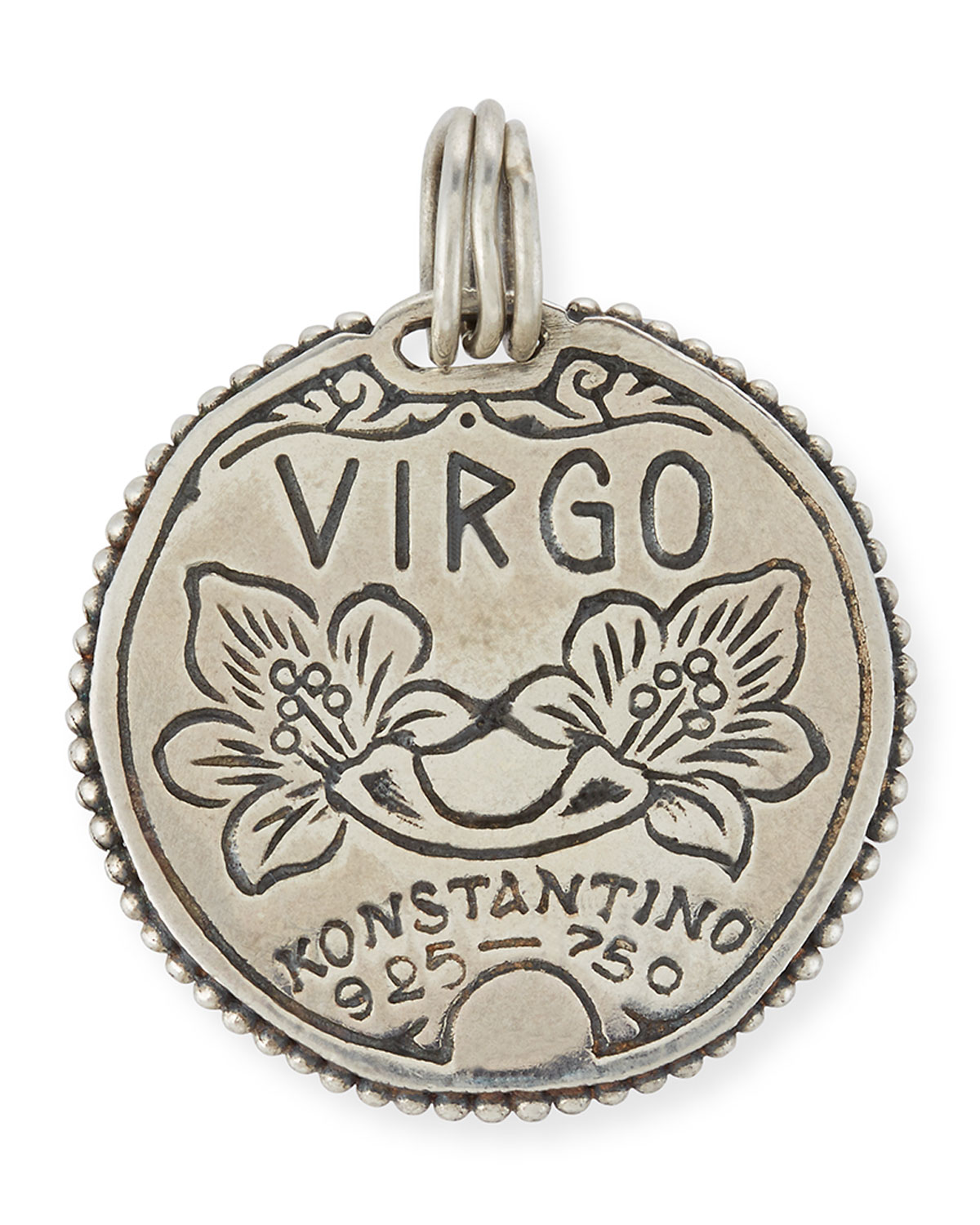 Virgo Carved Zodiac Pendant with Diamond