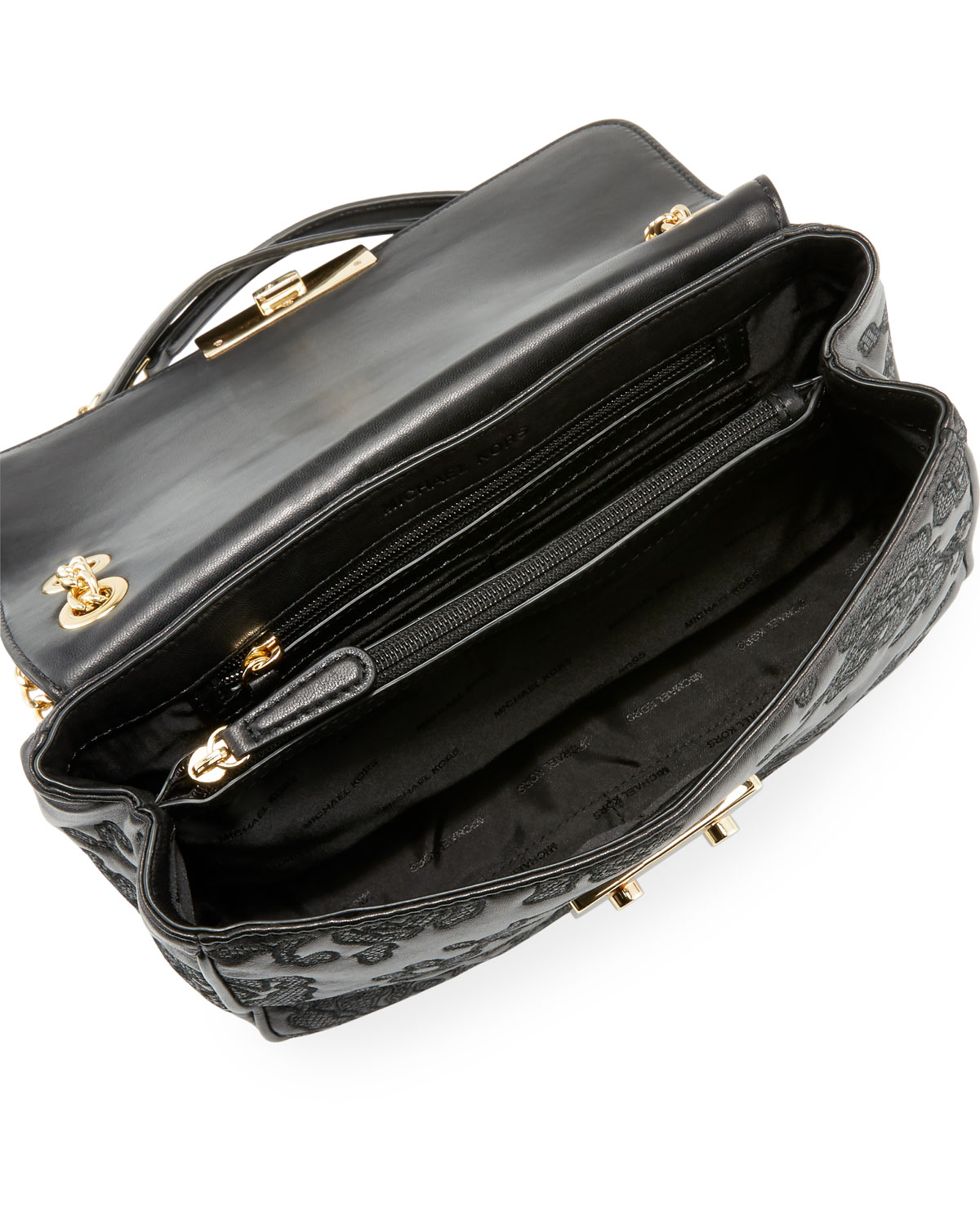 Sloan Large Lace Chain Shoulder Bag, Black