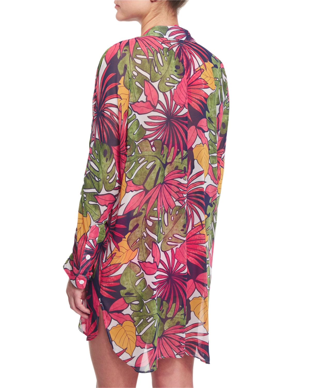 Remy Mandarin-Collar Printed Coverup Tunic