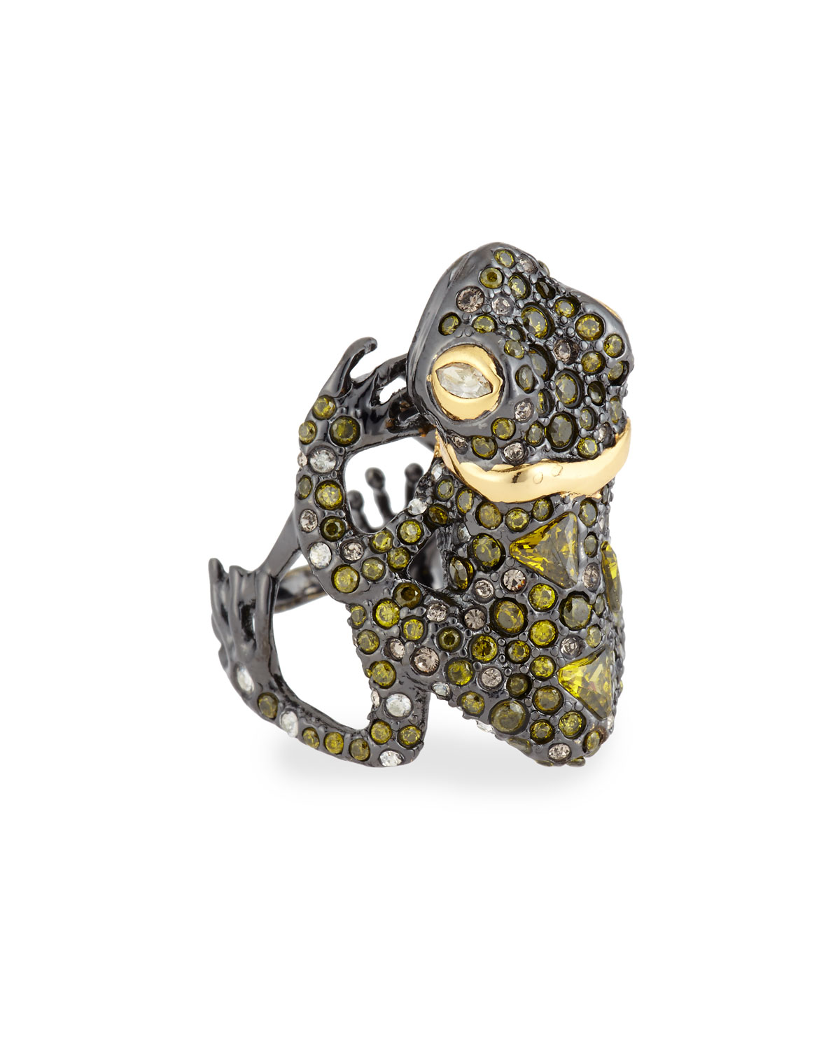 Crystal-Encrusted Frog Ring