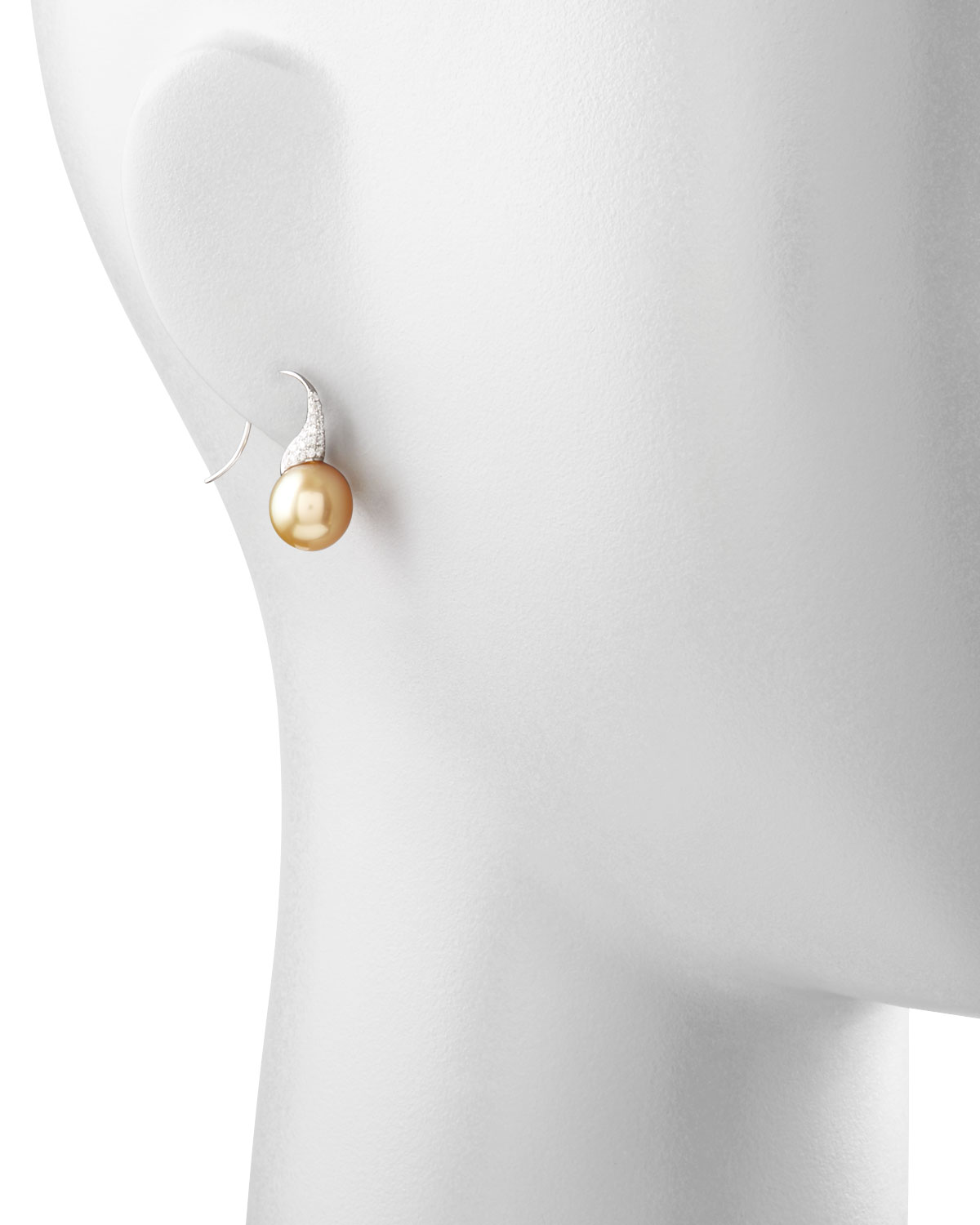 Golden South Sea Pearl & Diamond Drop Earrings, 0.44ct