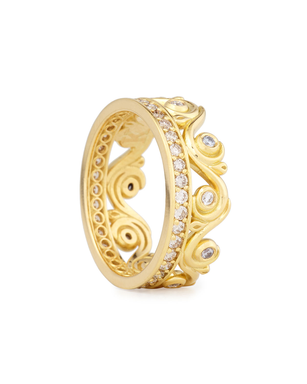 flamenco 18k diamond swirl ring, size 7
