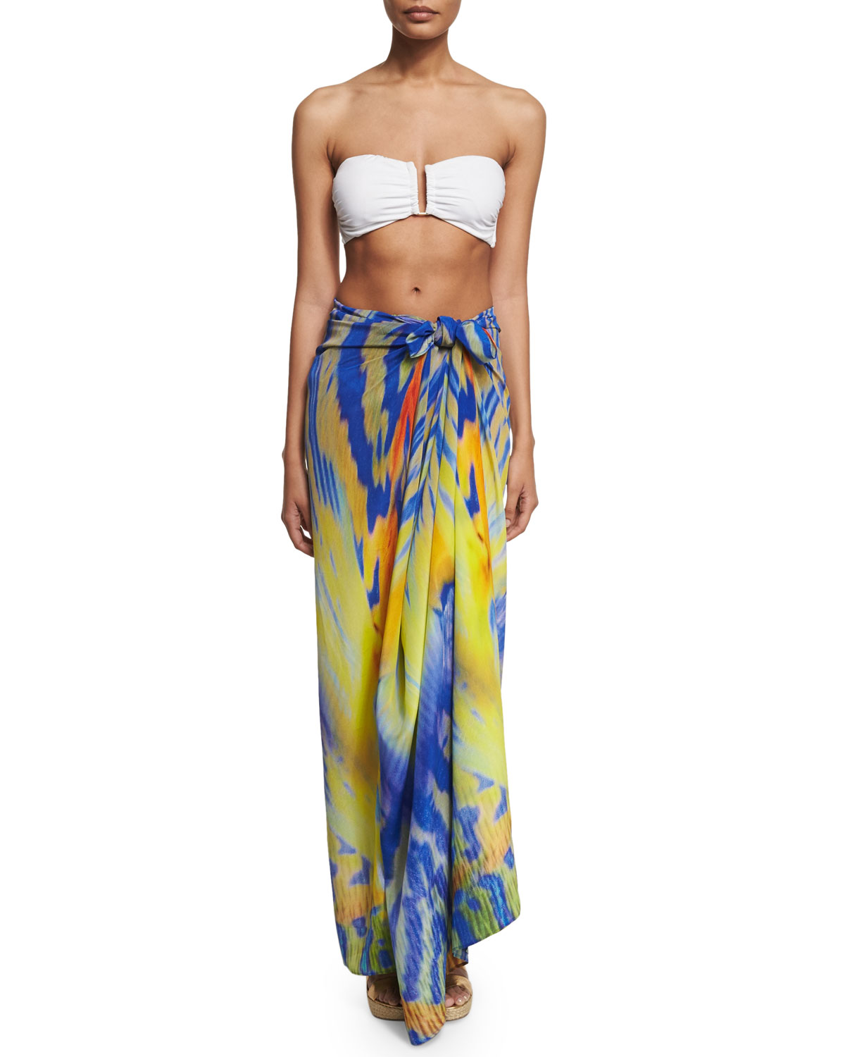 Printed Beaded Caftan Coverup