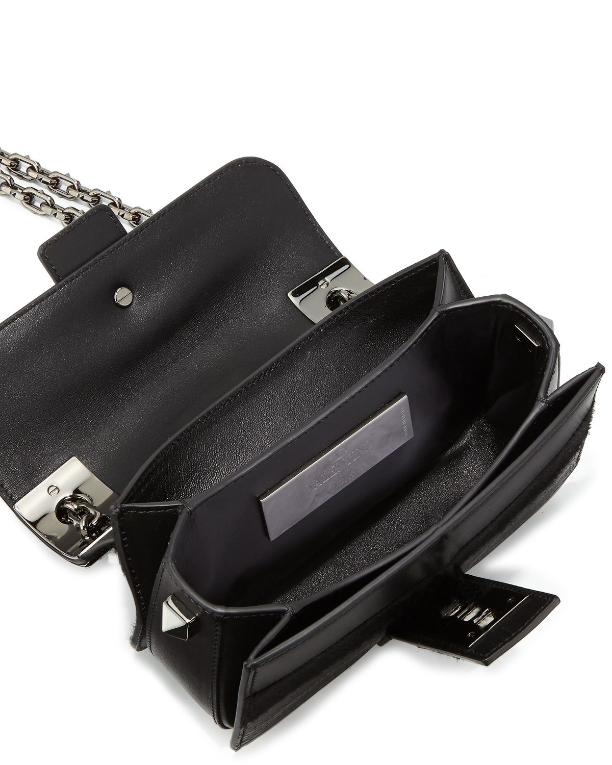 B-Rockstud Leather Shoulder Bag, Black