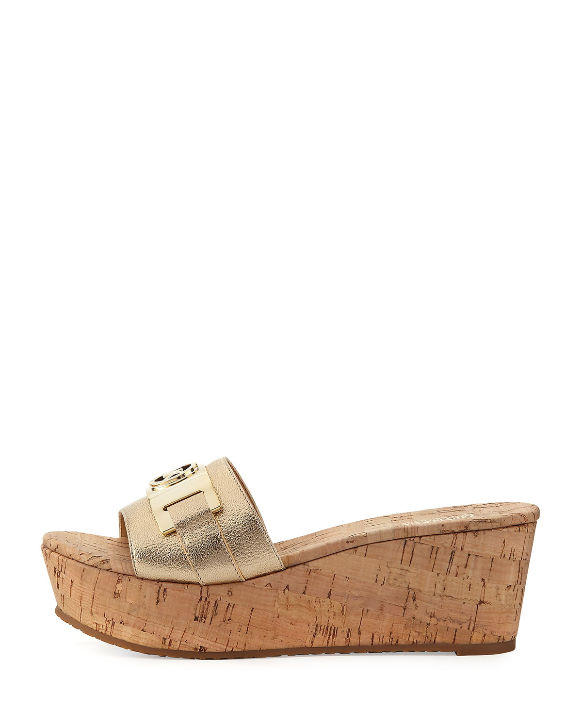 Warren Platform Cork Wedge Slide Sandal, Beige