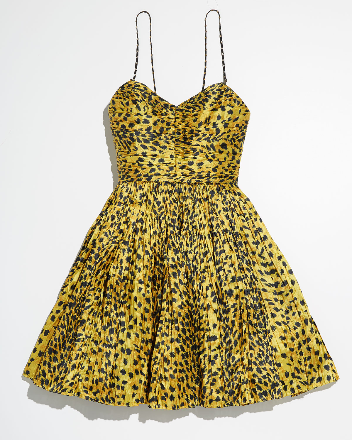 Leopard-Print Plisse Fit-And-Flare Dress