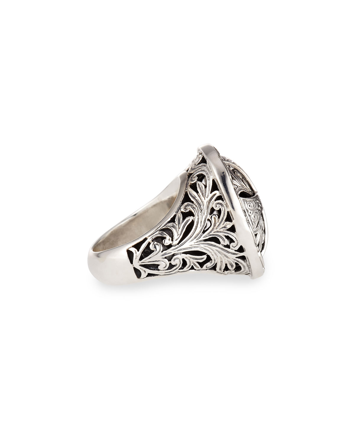 Sterling Silver Etched Cross Ring