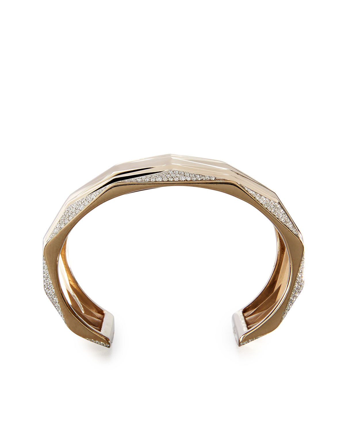 Geometric Diamond-Trimmed Cuff Bracelet