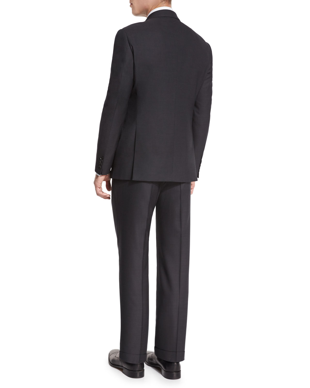 G-Line Textured Super 150s Wool Two-Piece Suit, Charcoal