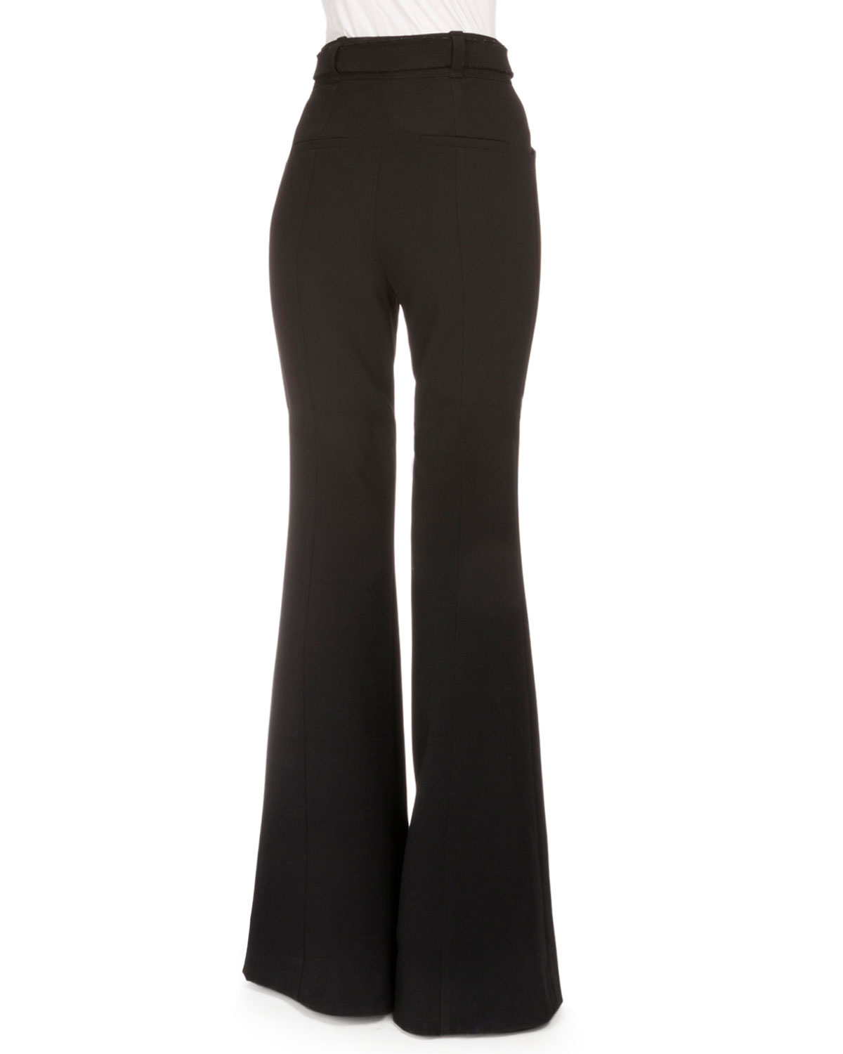 High-Waist Flare-Leg Suiting Pants, Black