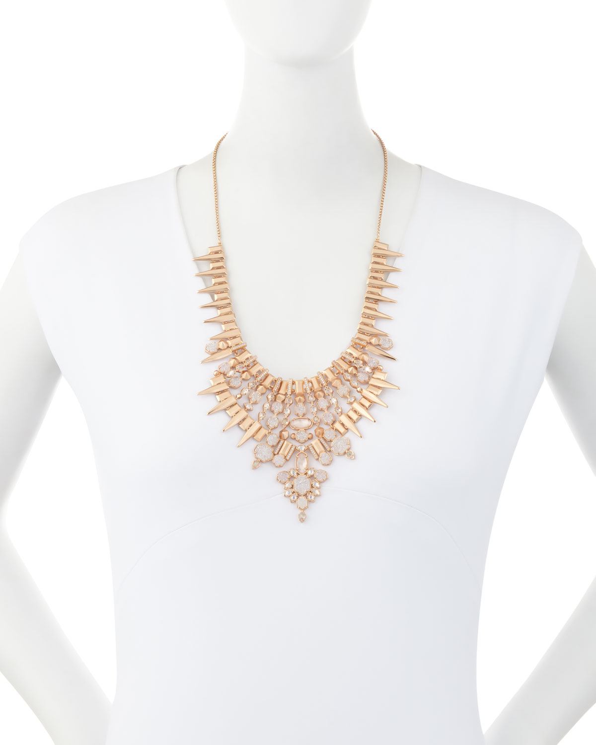 Seraphina Crystal Bib Necklace, Ivory