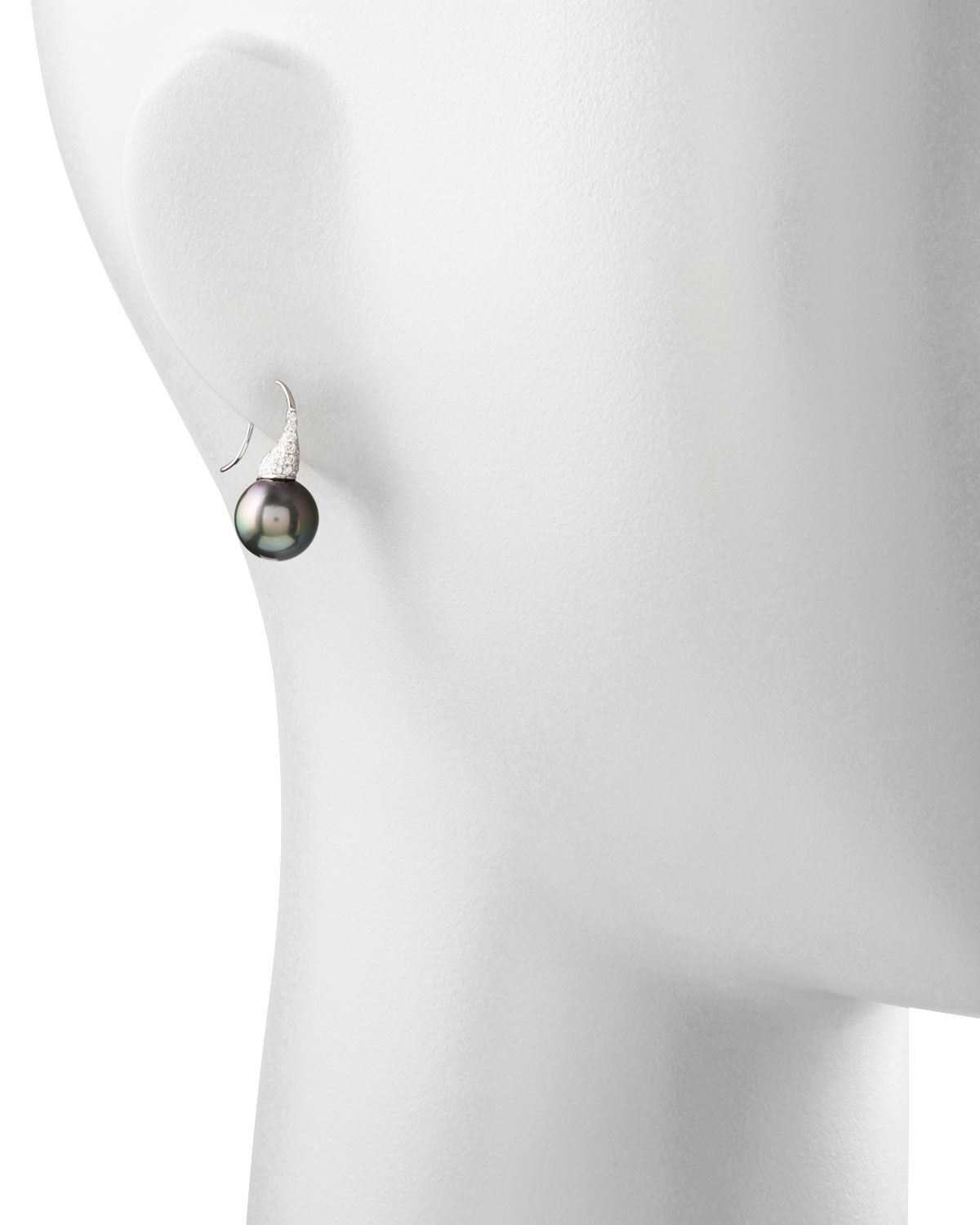 Gray South Sea Pearl & Diamond Drop Earrings, 0.44ct