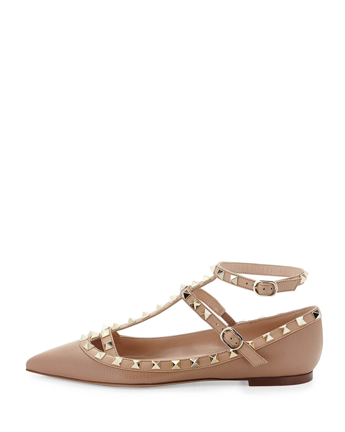 Rockstud Caged Ballerina Flat, Alpaca