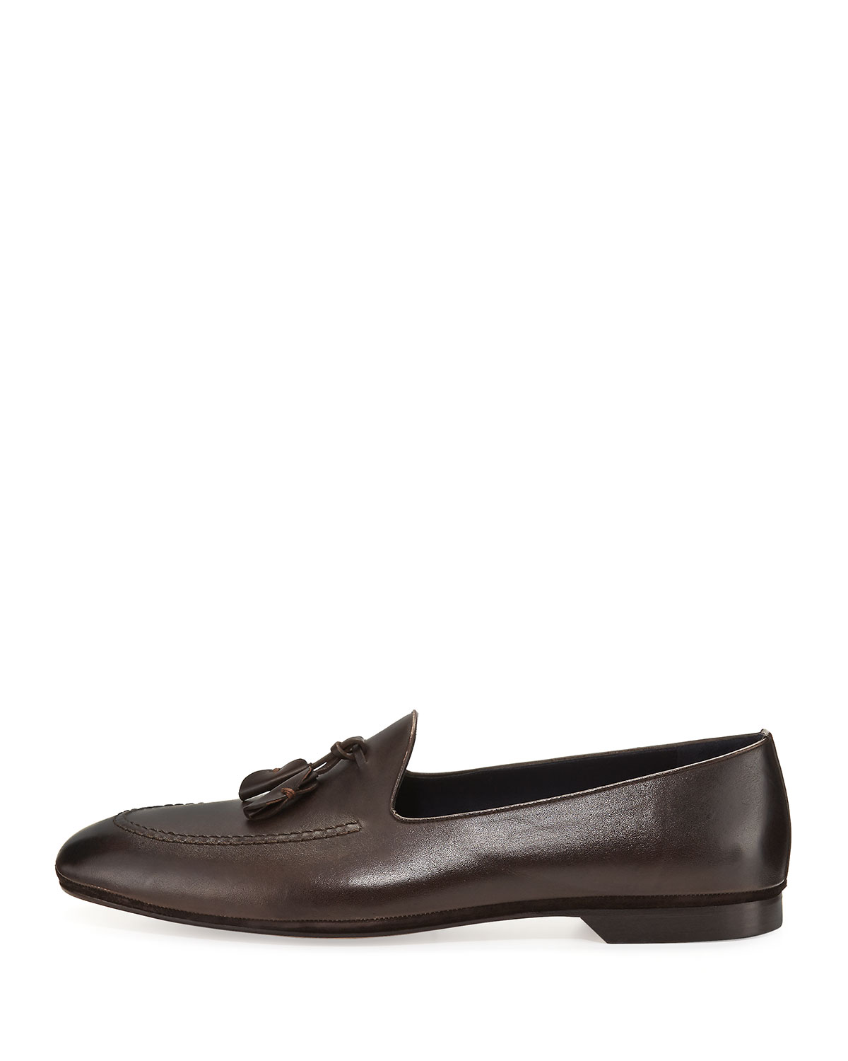 Panama Leather Tassel Loafer, Dark Brown