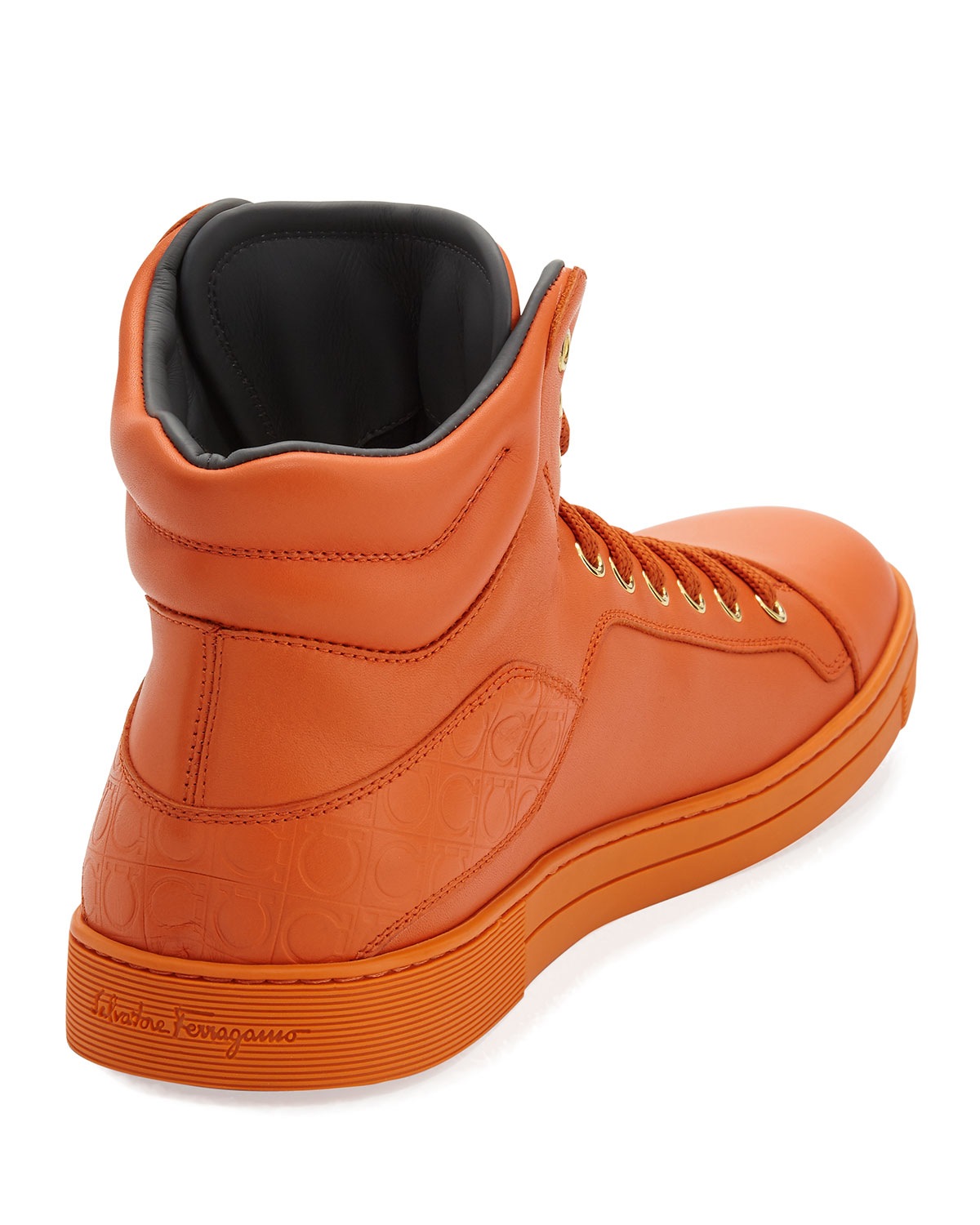 Stephen 2 Calfskin High-Top Sneaker, Orange