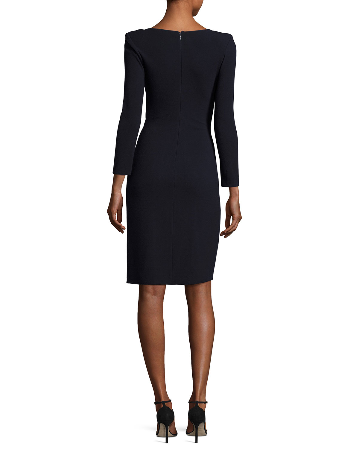 Pebbled Jersey Long-Sleeve Dress, Midnight