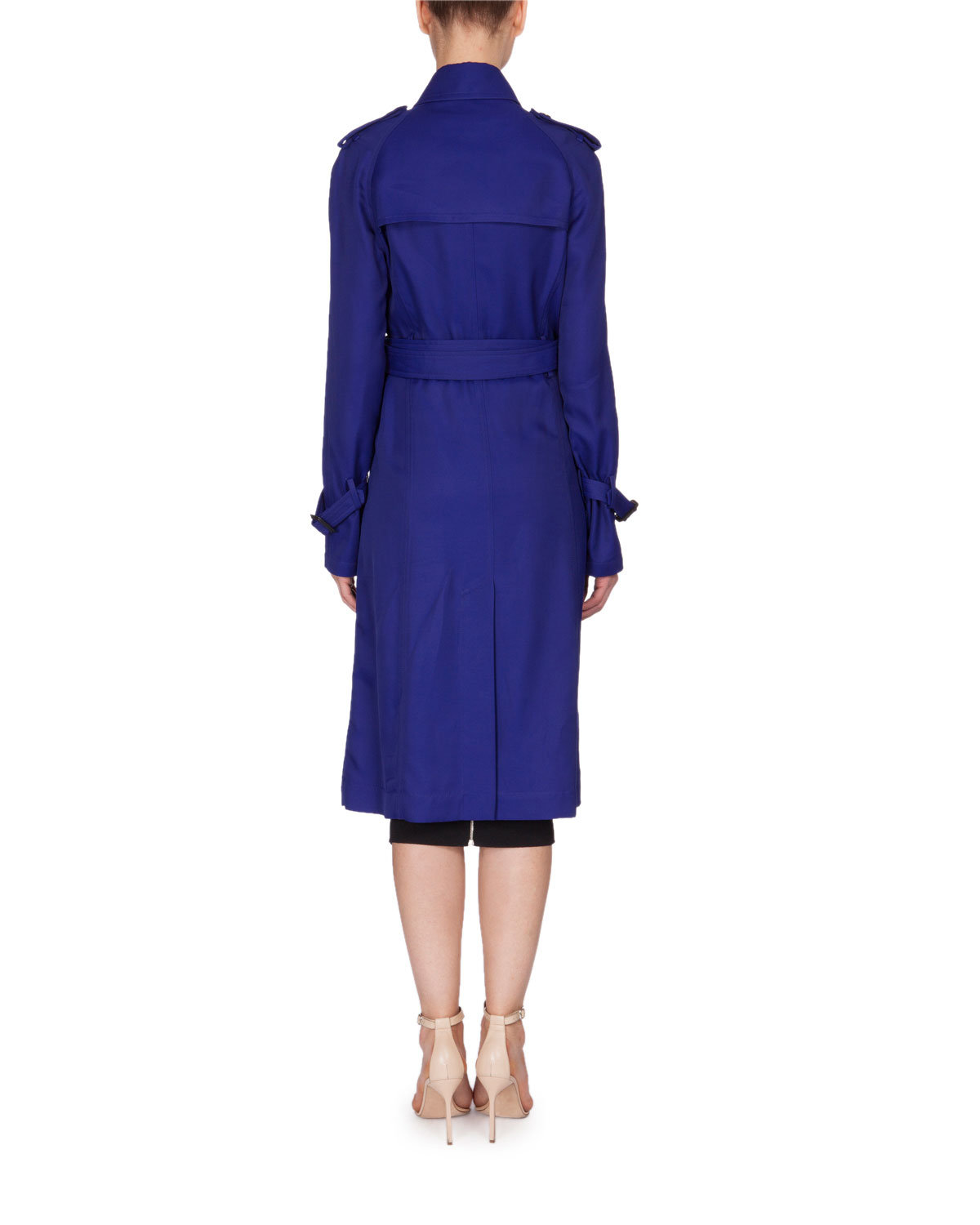 Fluid Double-Breasted Trench Coat, Deep Cobalt