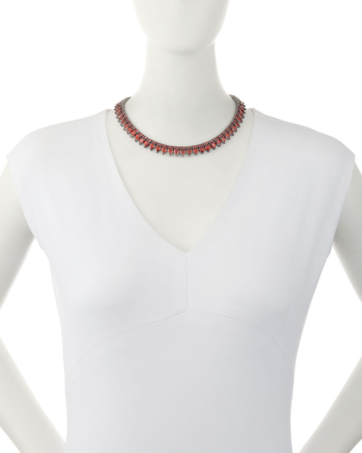 Monarch Pointed Choker Necklace, Red