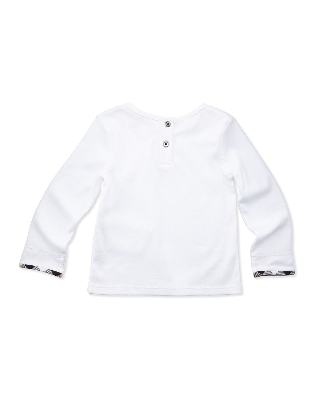 Mini-Tulisa Long-Sleeve Check-Detail Shirt, White, 3-18 Months 
