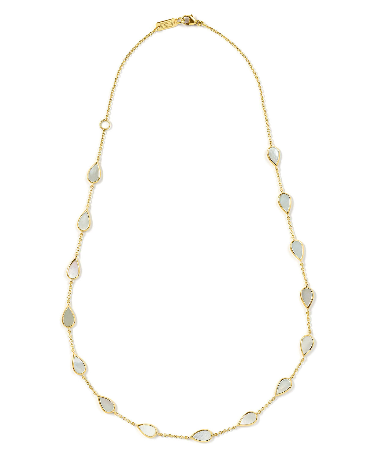 18K Rock Candy Small Mother-of-Pearl Pear-Station Necklace