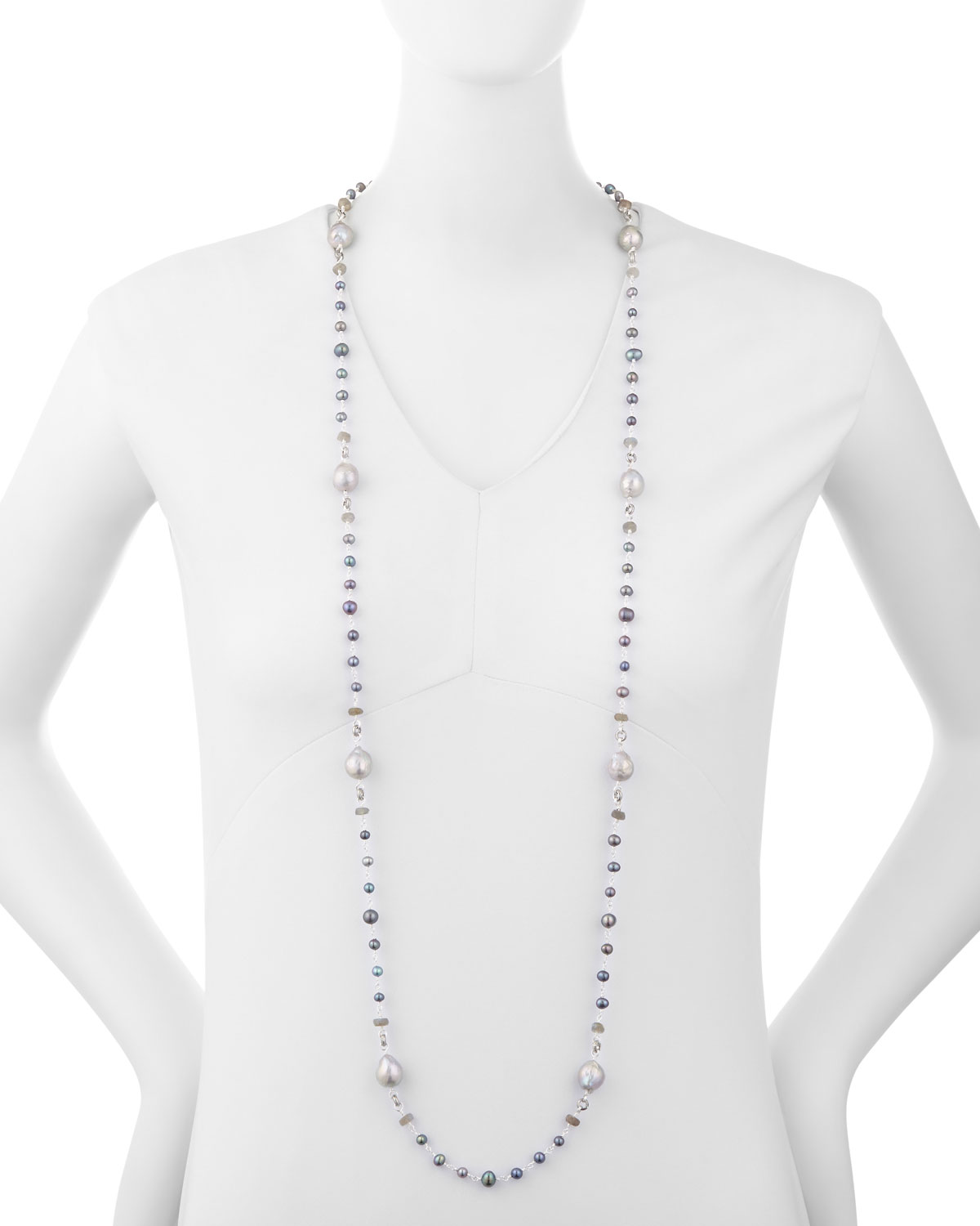 Beaded Necklace with Baroque Pearls