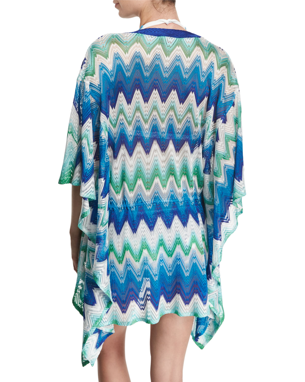 Zigzag-Print Short Caftan Coverup