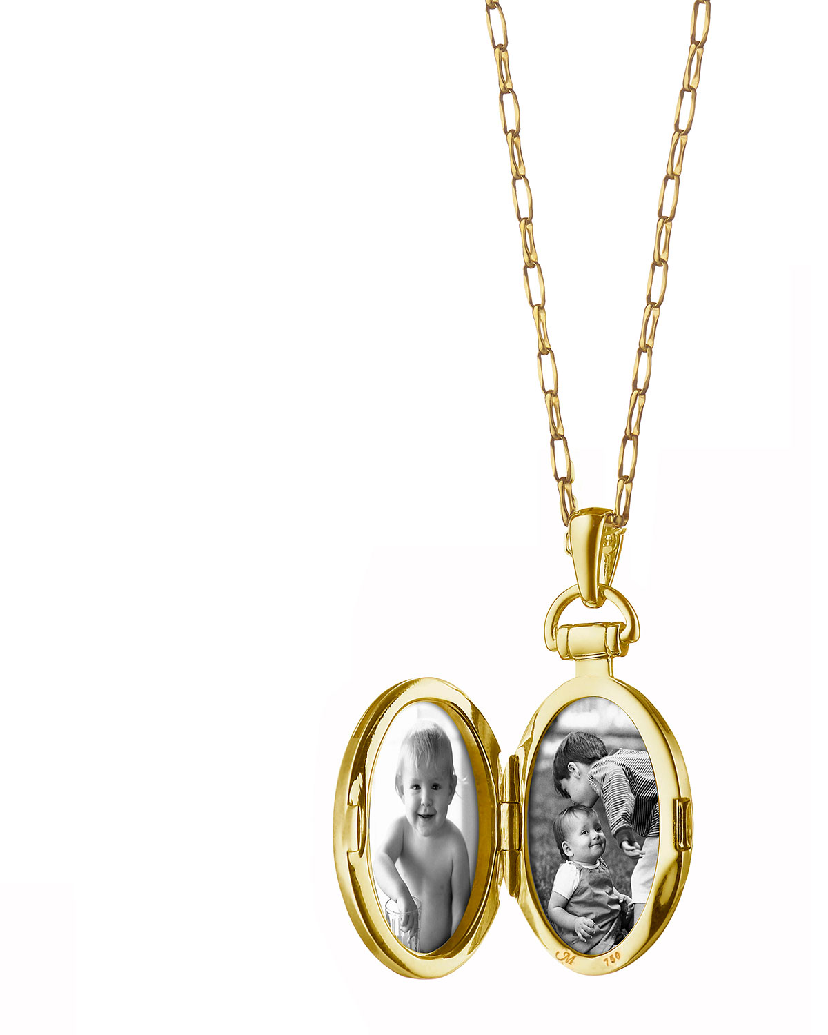 18k Gold Petite Pinstripe Locket, 30"L