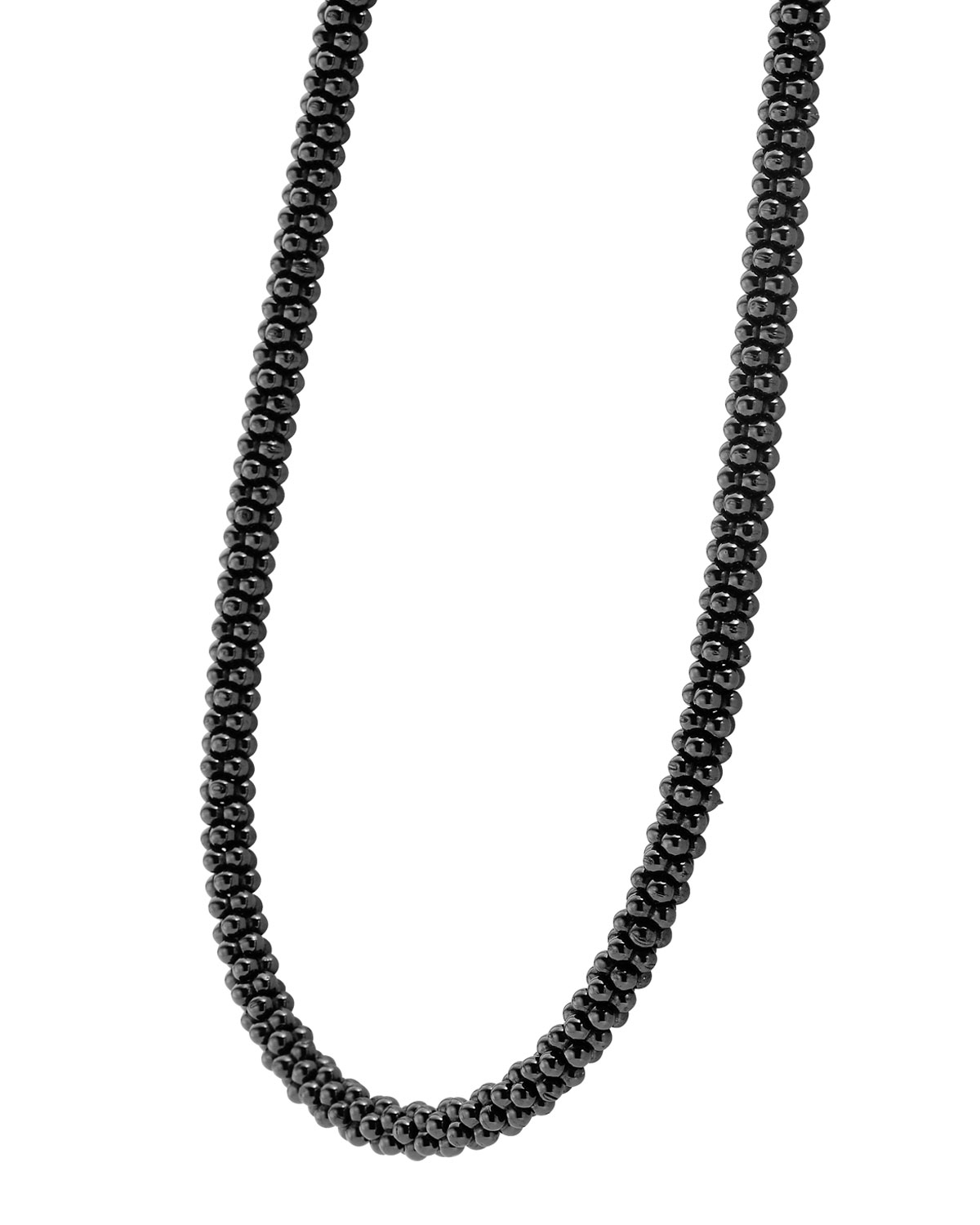 Black Caviar Rope Necklace, 16"L