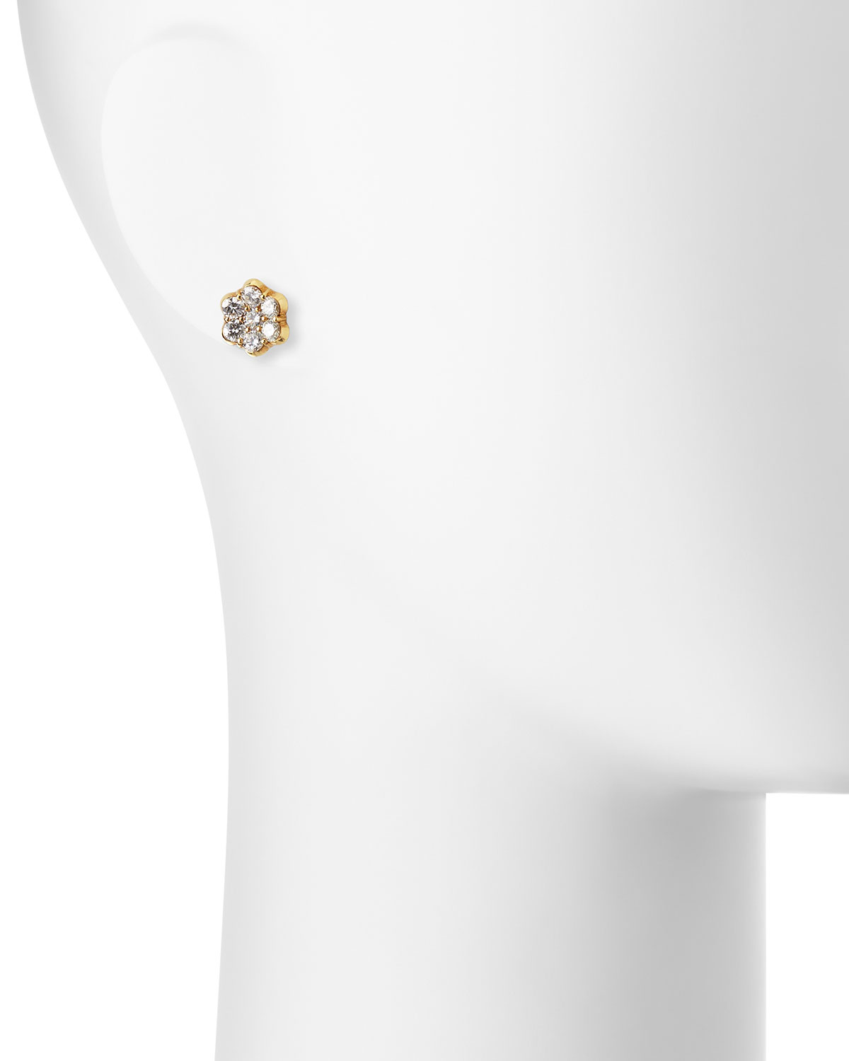 18K Gold & Diamond Floral Stud Earrings