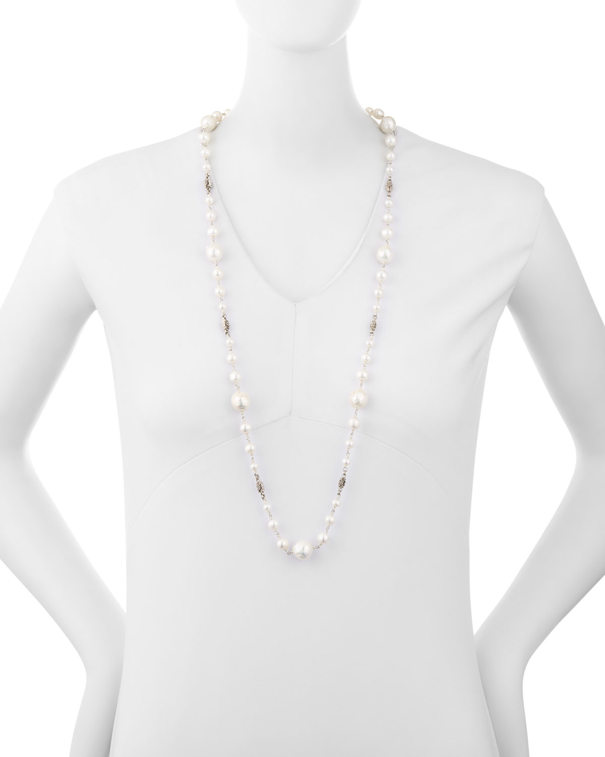 Graduated Pearl Single-Strand Necklace, 34"