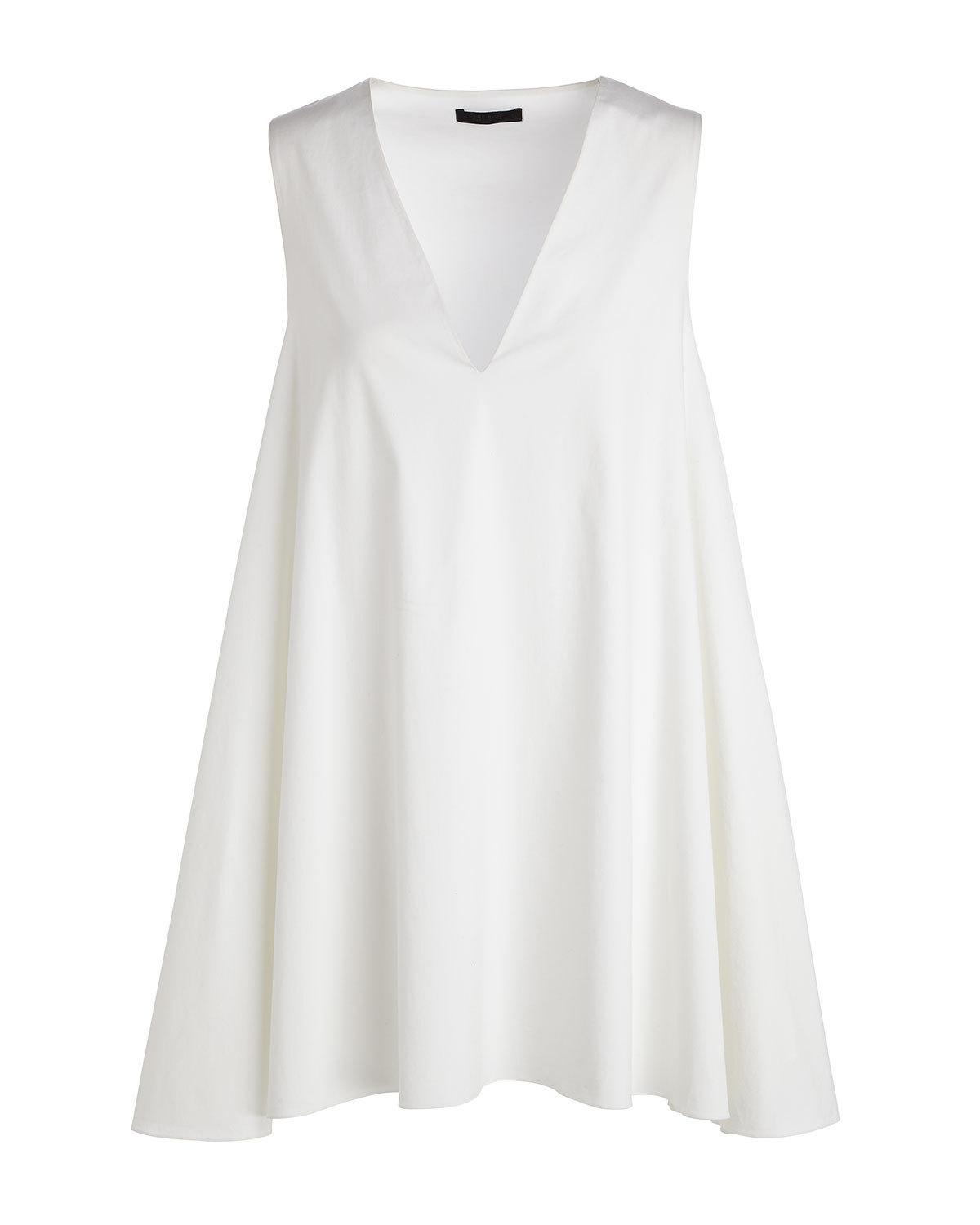 Glendale Sleeveless V-Neck Mini Swing Dress, White