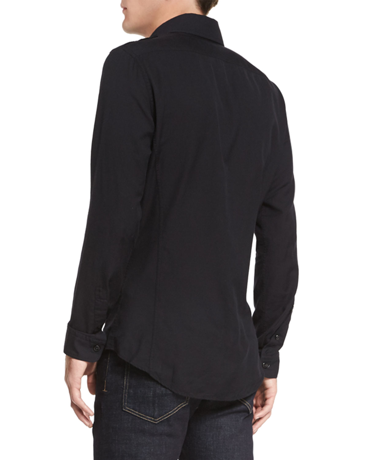 Washed Cotton-Cashmere Sport Shirt, Black