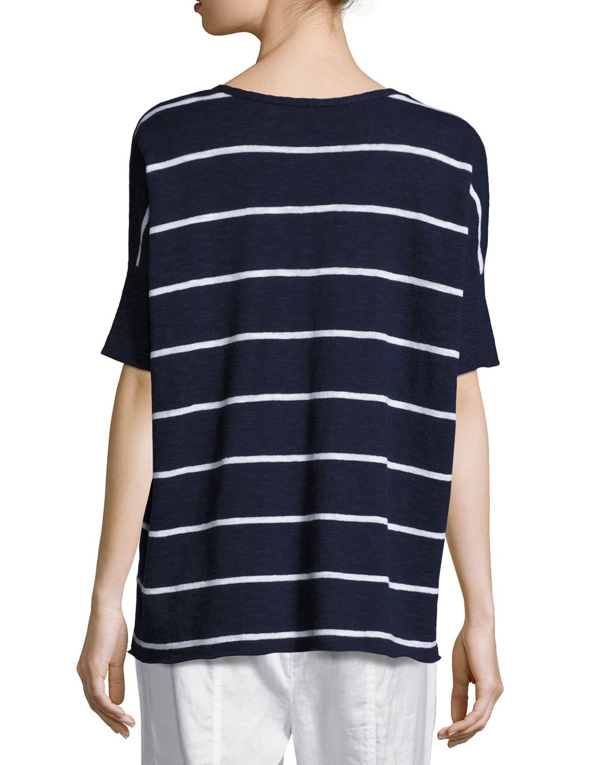 Striped V-Neck Short Sleeve Top