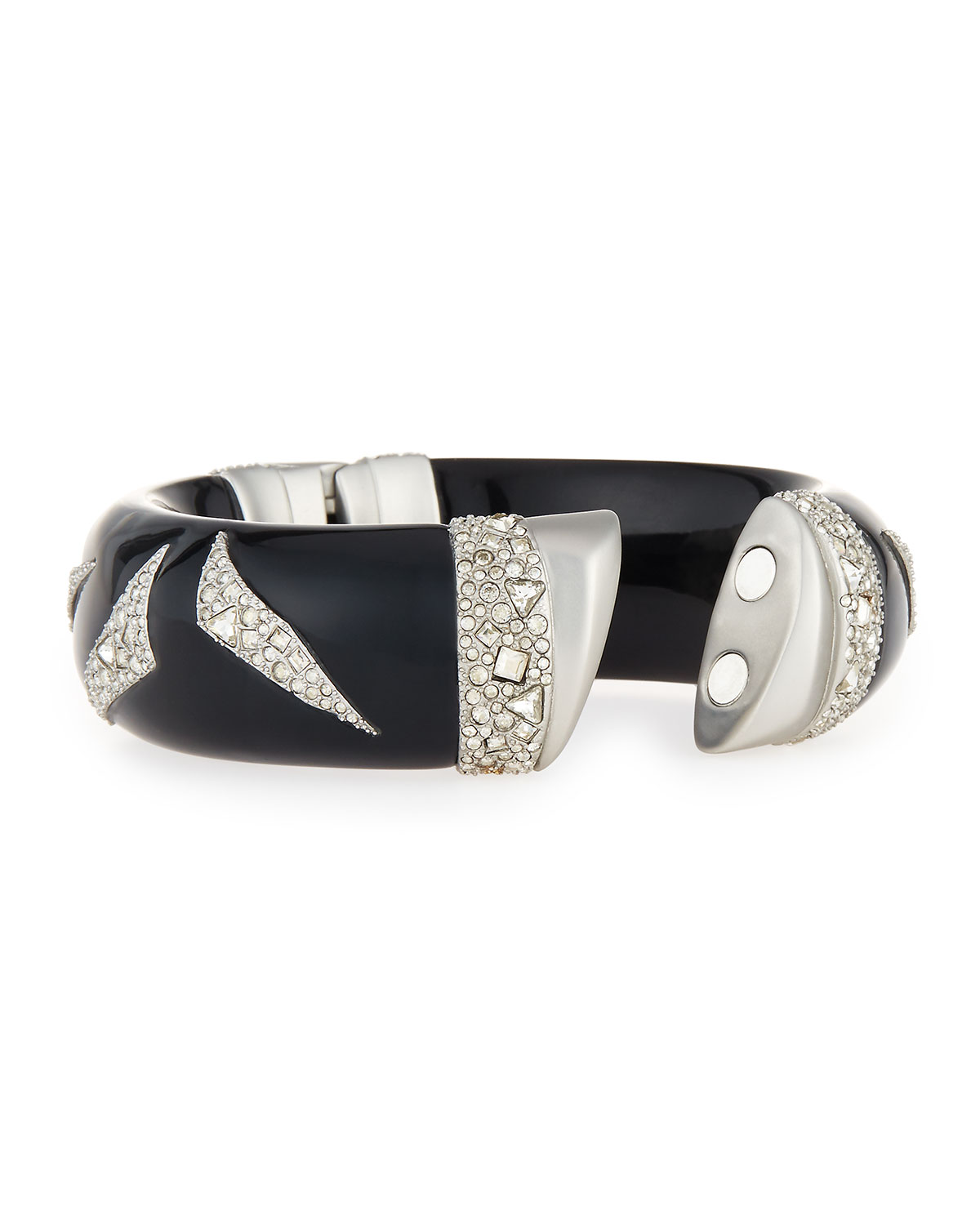 Crystal-Encrusted Origami Cuff Bracelet, Black