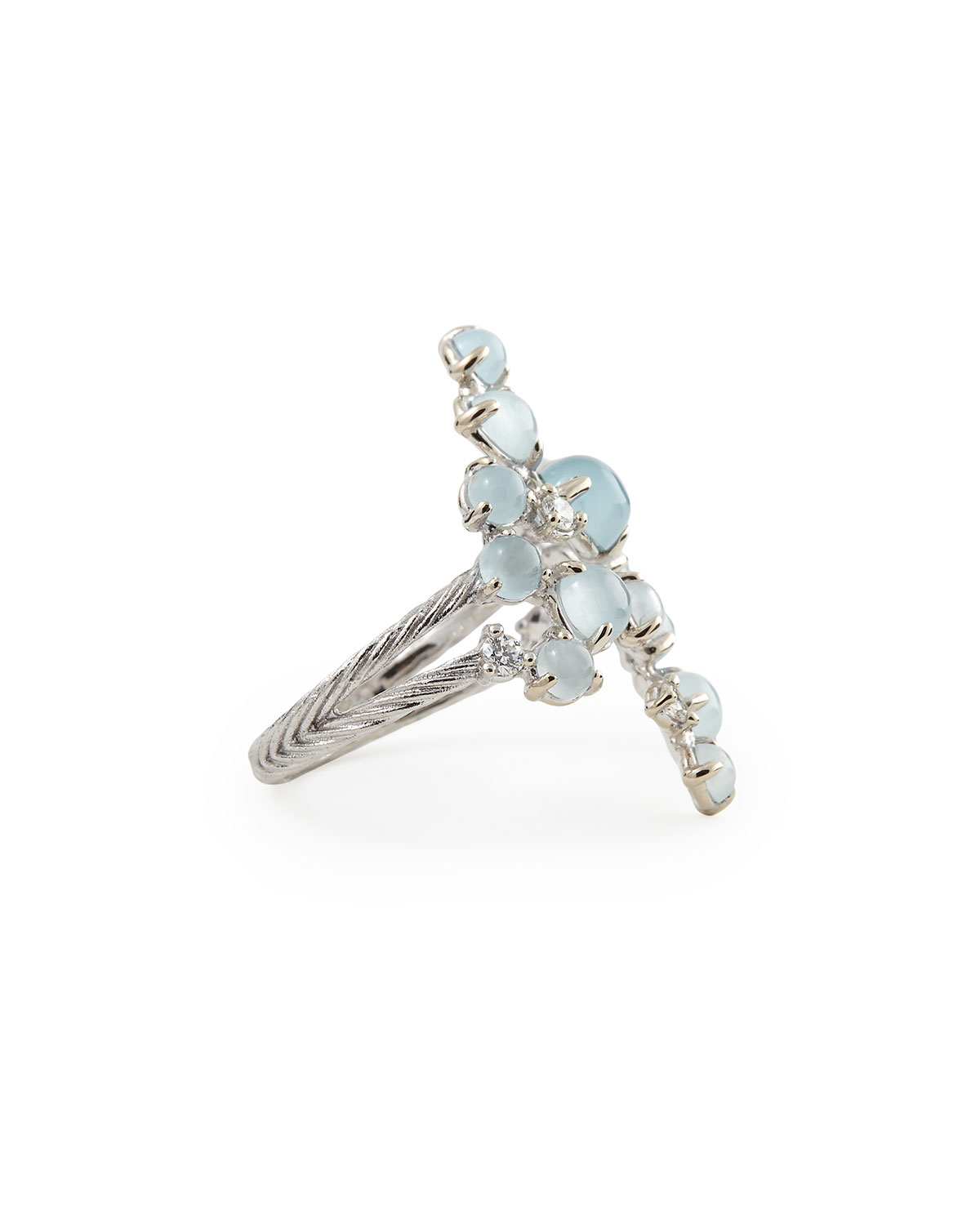 Aquamarine & White Diamond Bubble Cluster Ring