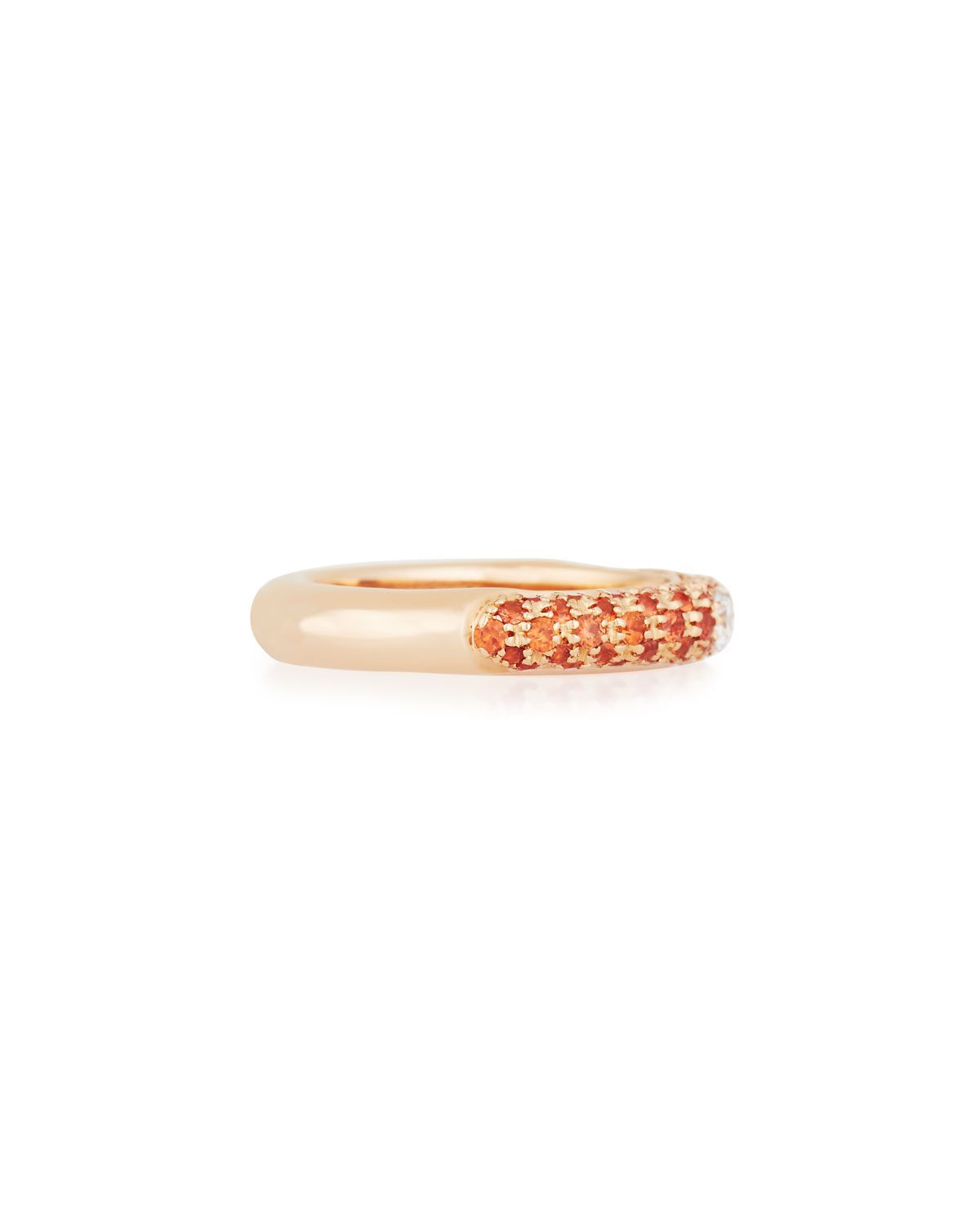 18K Rose Gold & Orange Sapphire Ring with One Diamond, Size 5.5