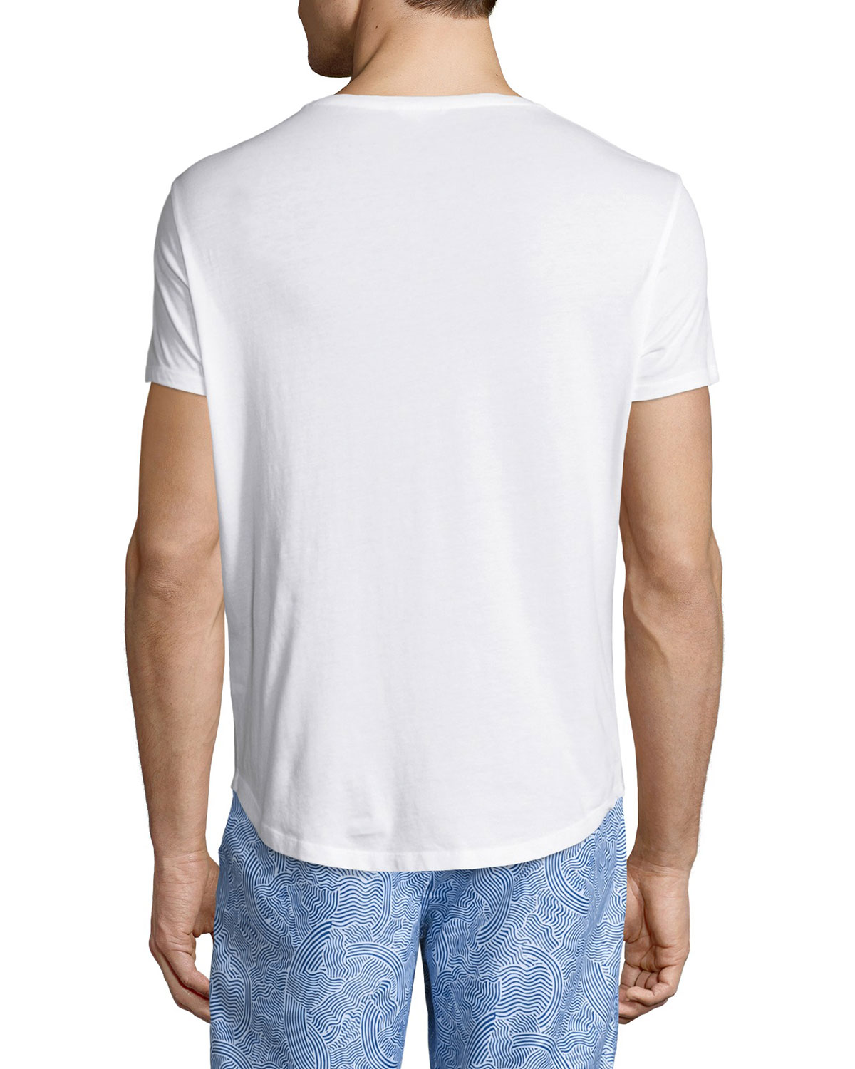 OB-T Athabasca Tailored-Fit Crewneck T-Shirt, White/Navy