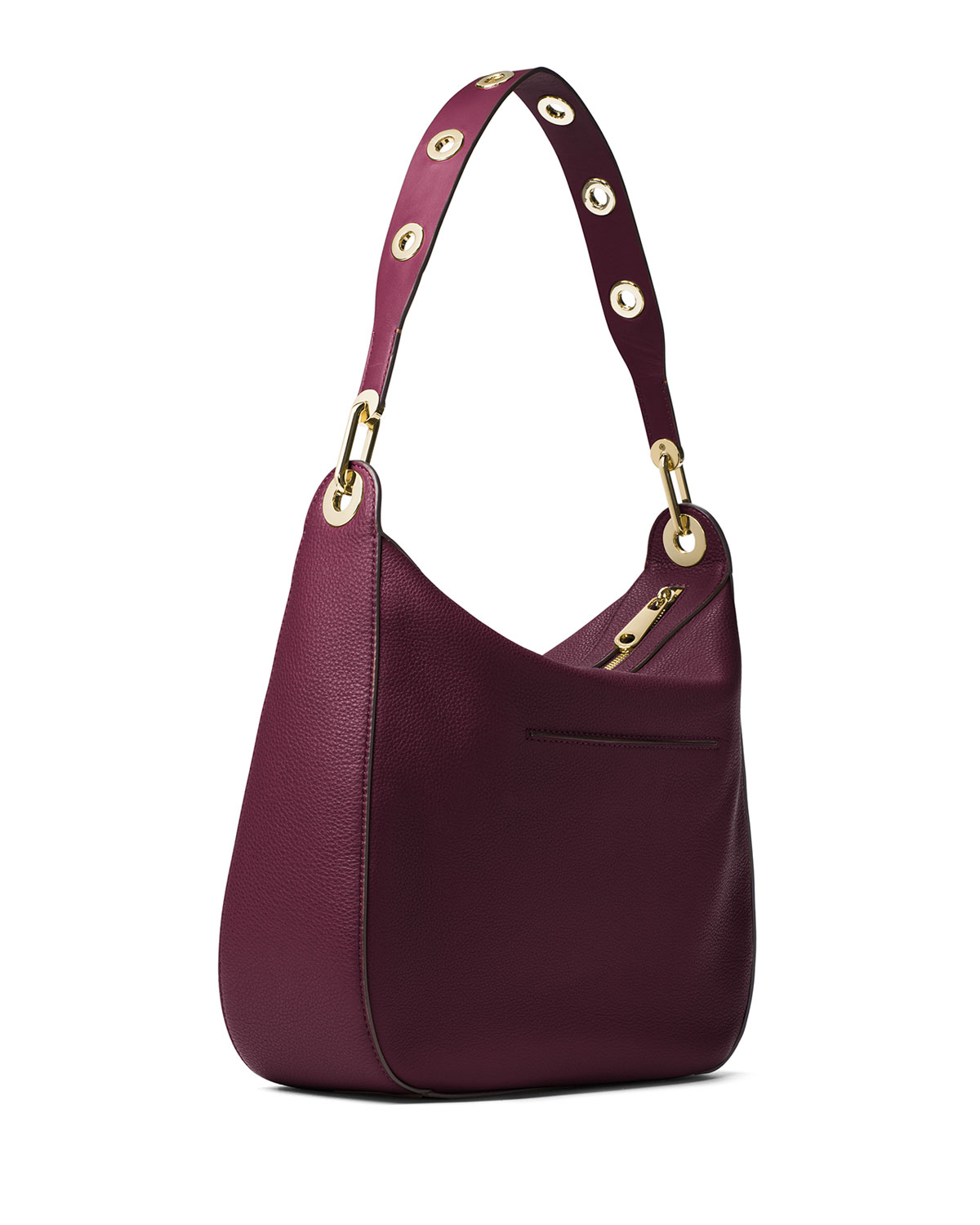 Raven Large Leather Shoulder Bag, Plum