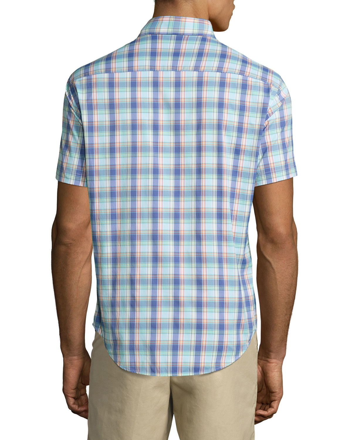 Cobra Performance Tattersall Short-Sleeve Sport Shirt, Seafoam