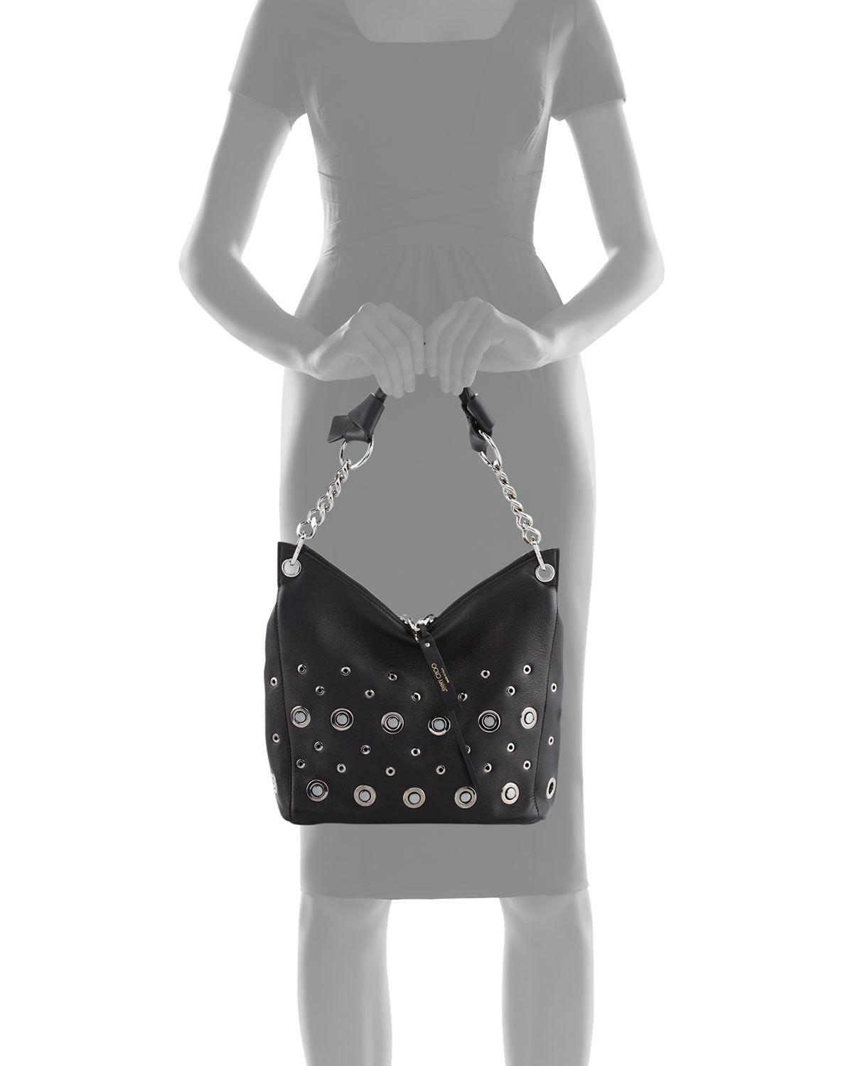 Raven Small Grommet Hobo Bag, Black
