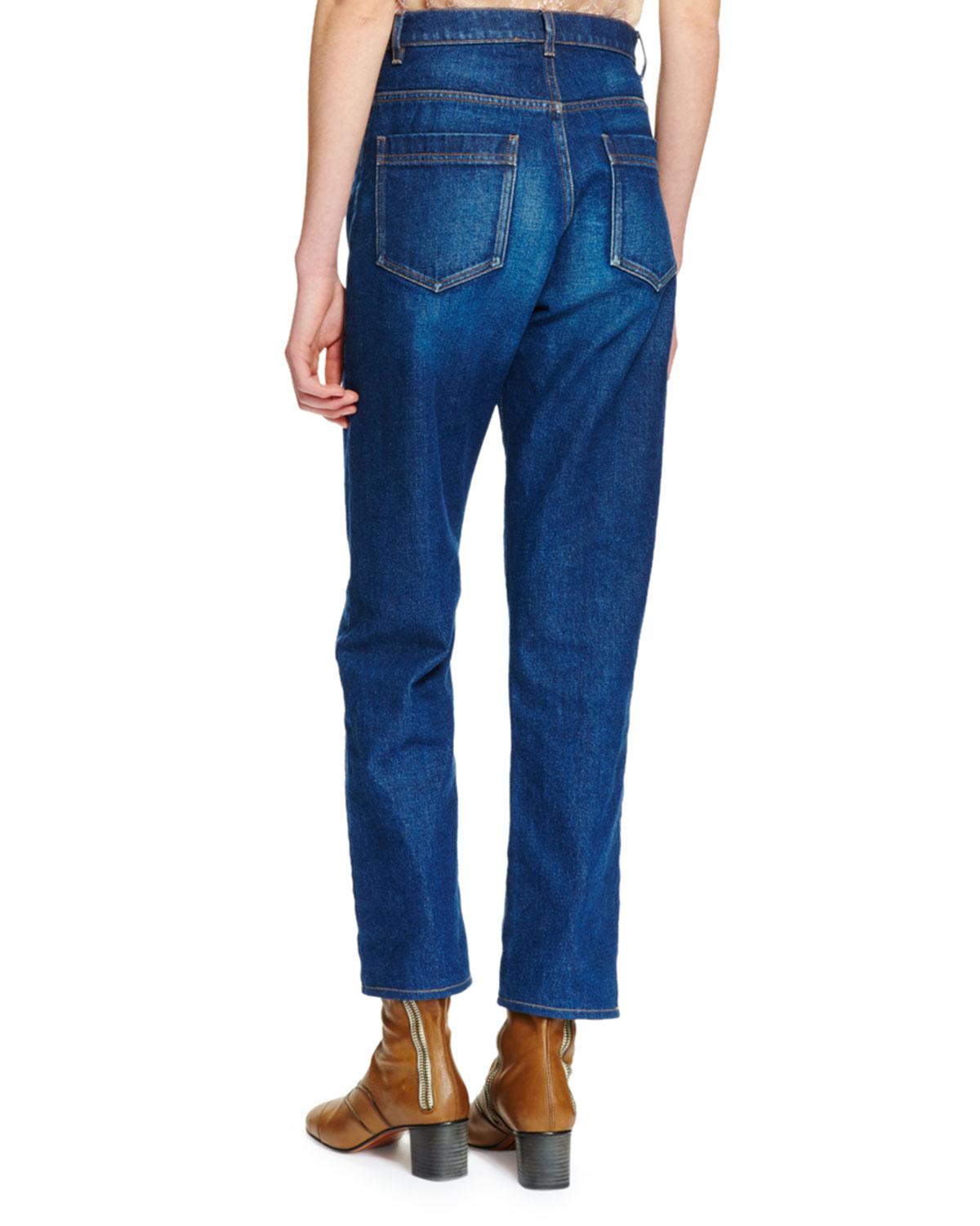 High-Waist Straight-Leg Jeans, Denim