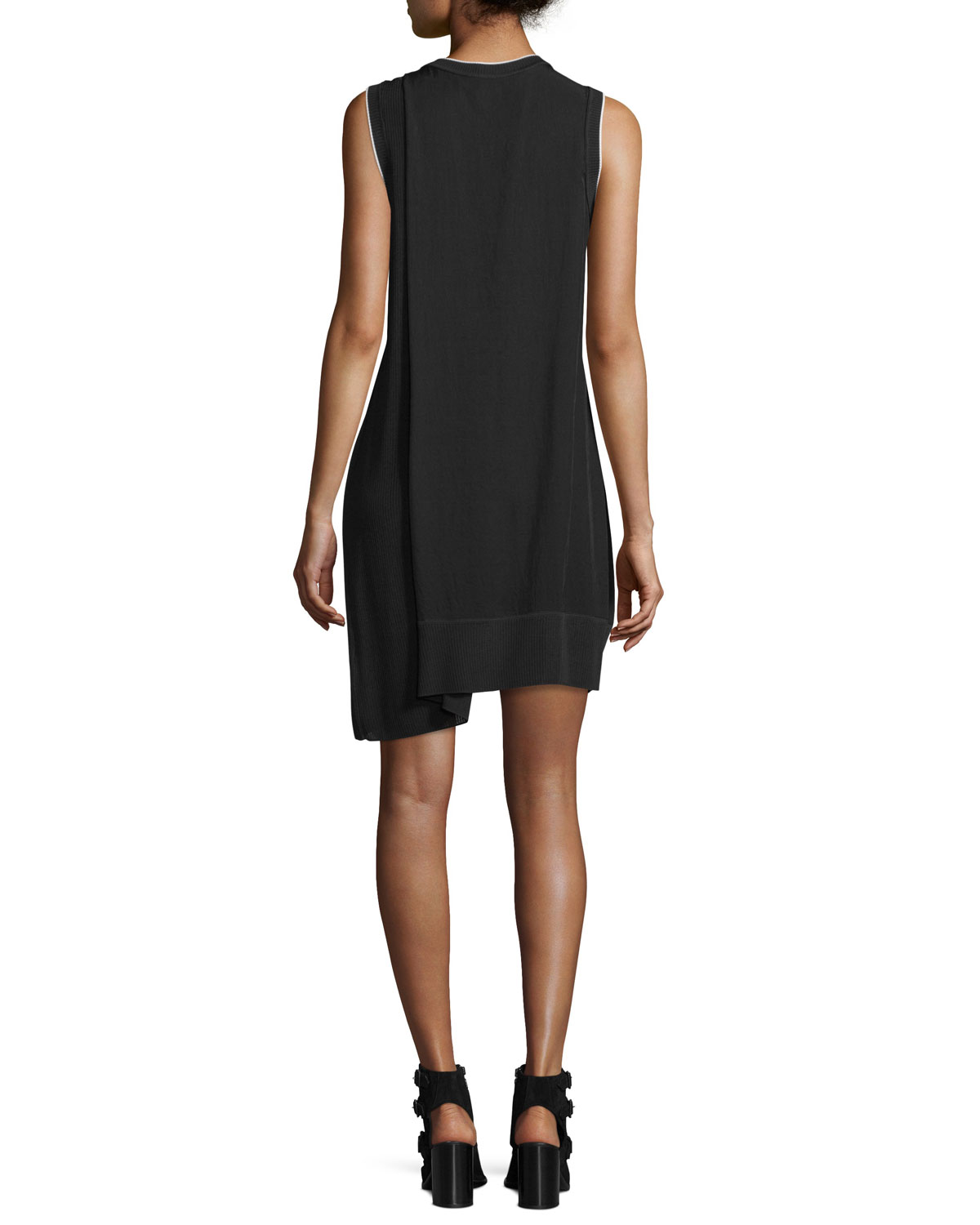 Abby Sleeveless Crepe Mini Dress, Black