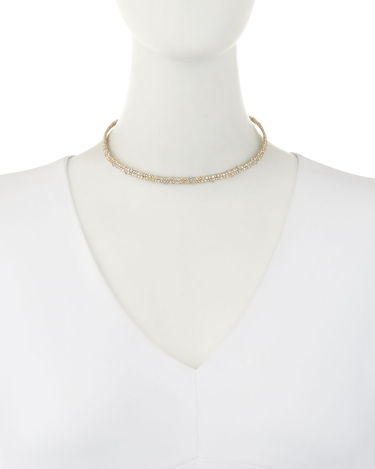 Crystal Spike Choker Necklace, Golden