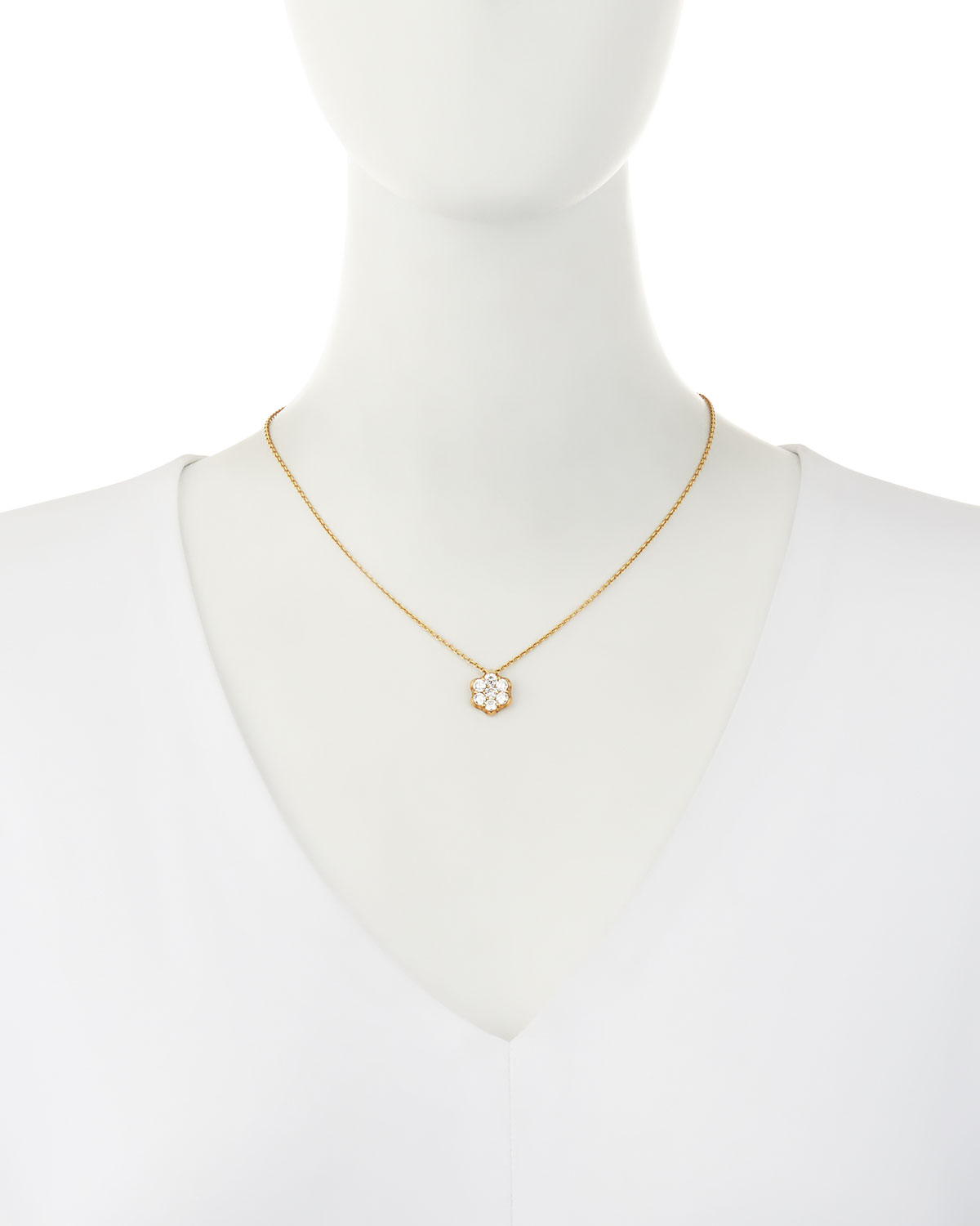 18K Gold & Diamond Floral Pendant Necklace