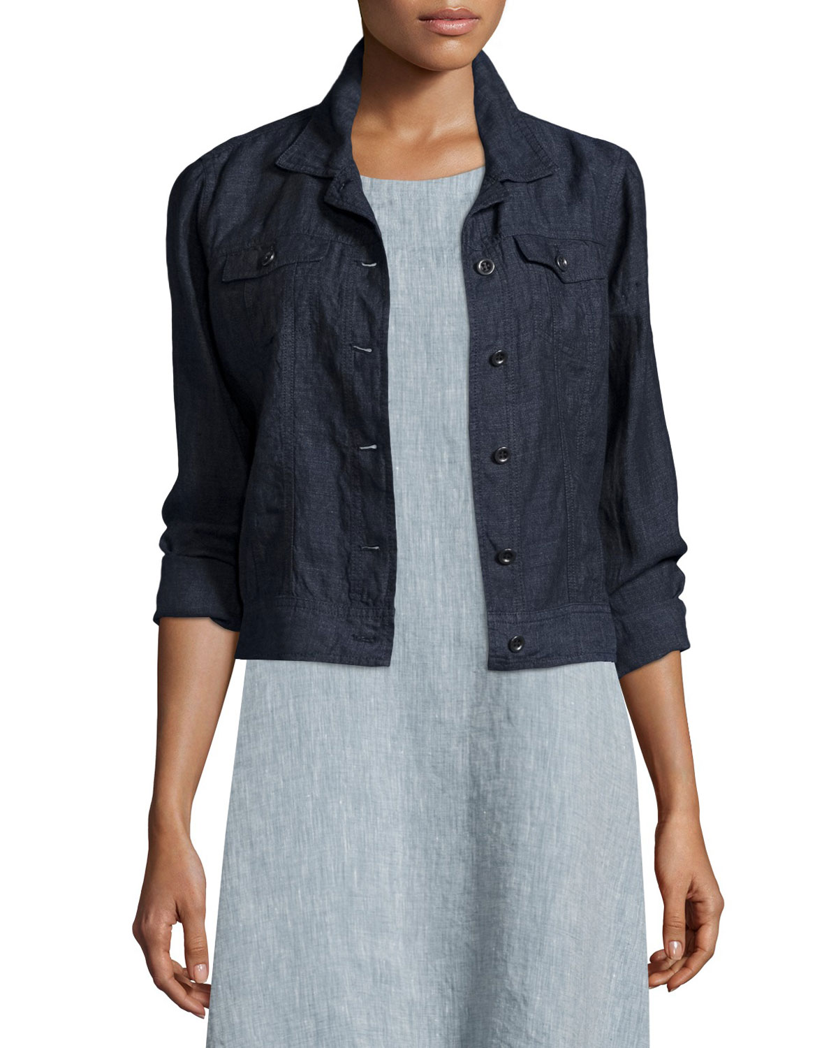 Organic Linen Jean Jacket, Denim 