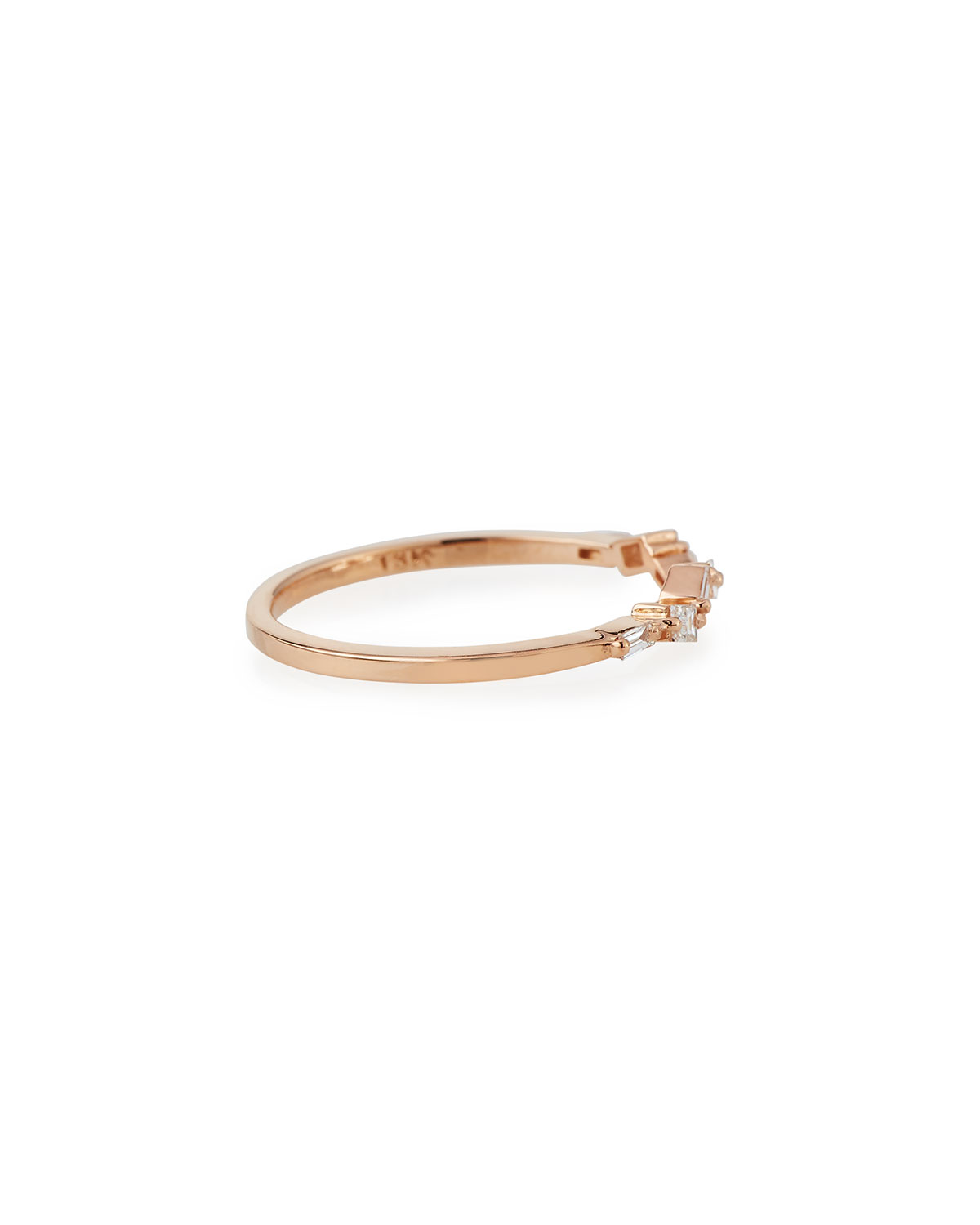 Fireworks Thin Baguette Band Ring in 18k Rose Gold, Size 6.5