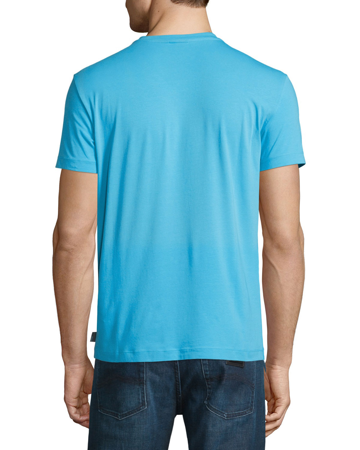 Short-Sleeve V-Neck Jersey T-Shirt, Bright Blue