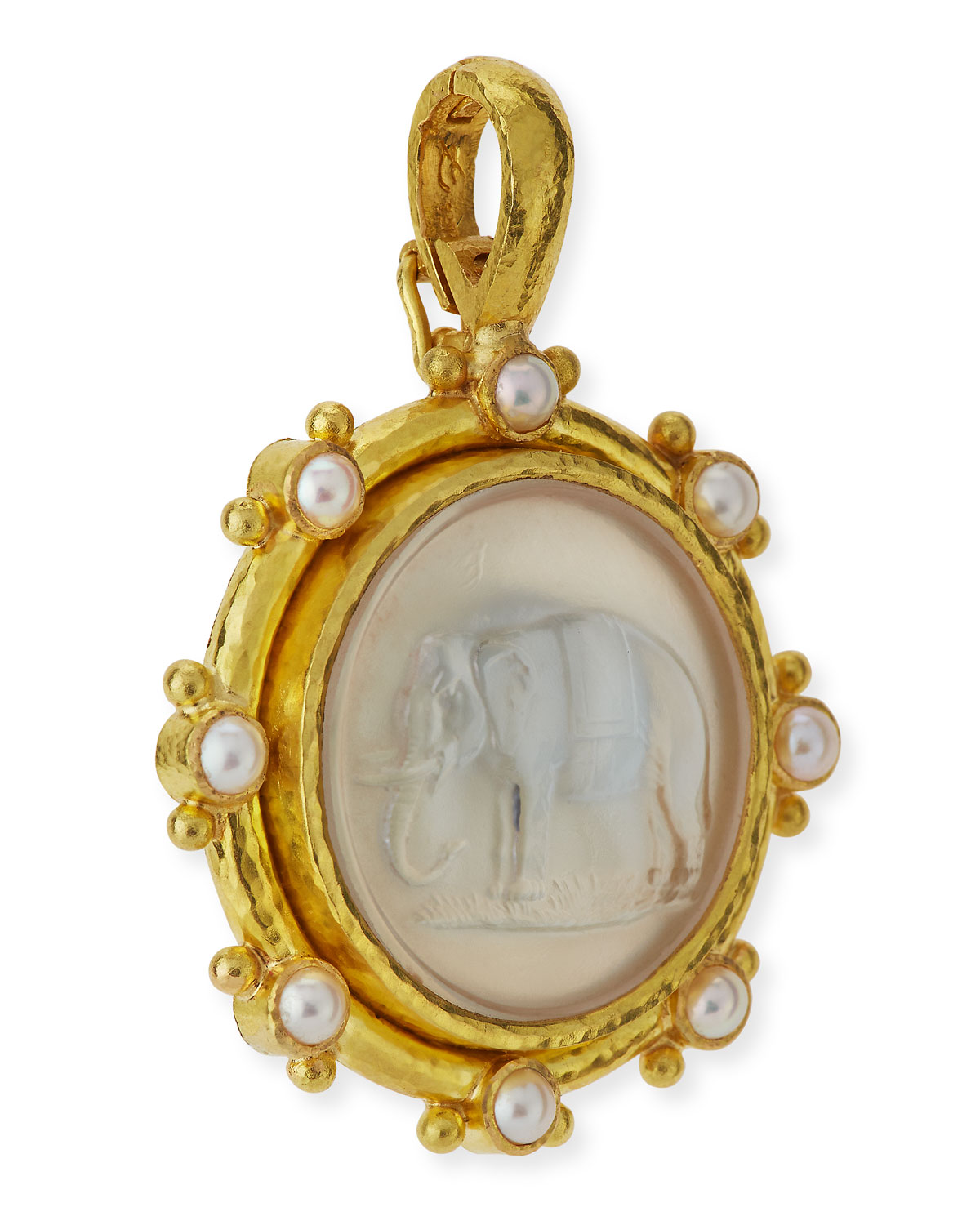 19K Elephant Venetian Glass Intaglio Pendant